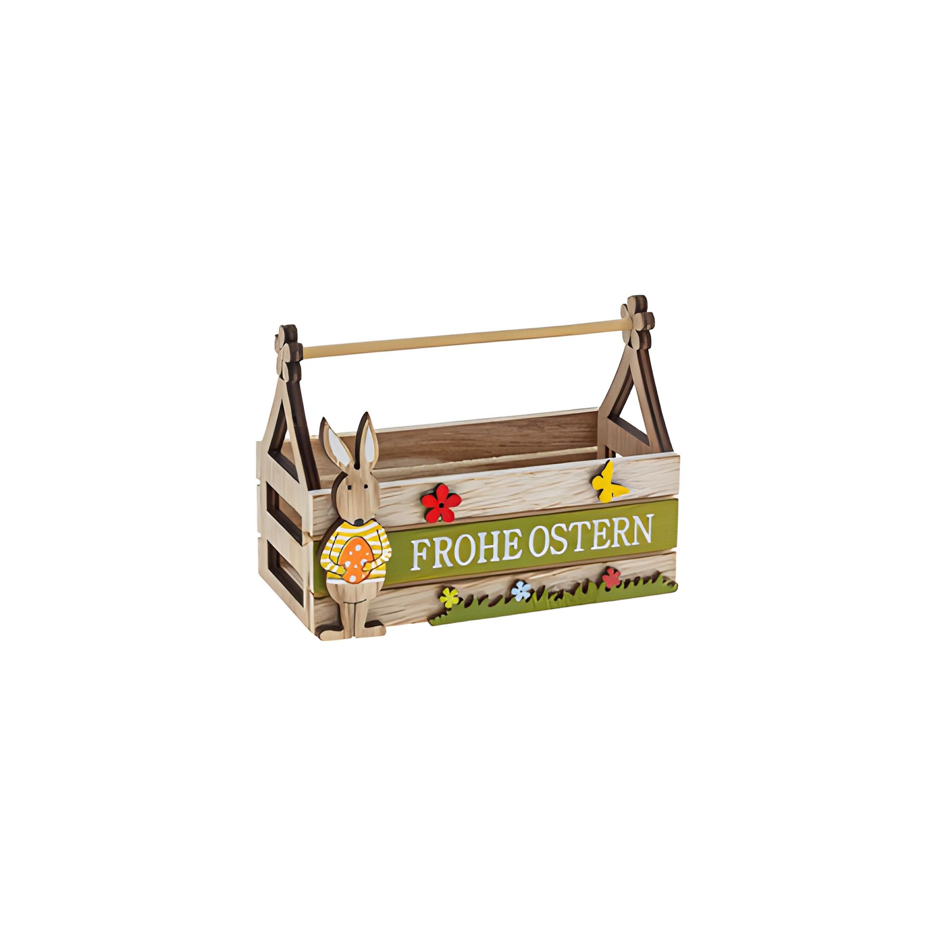 Holzkiste 'Frohe Ostern', 12 x 6 x 9 cm