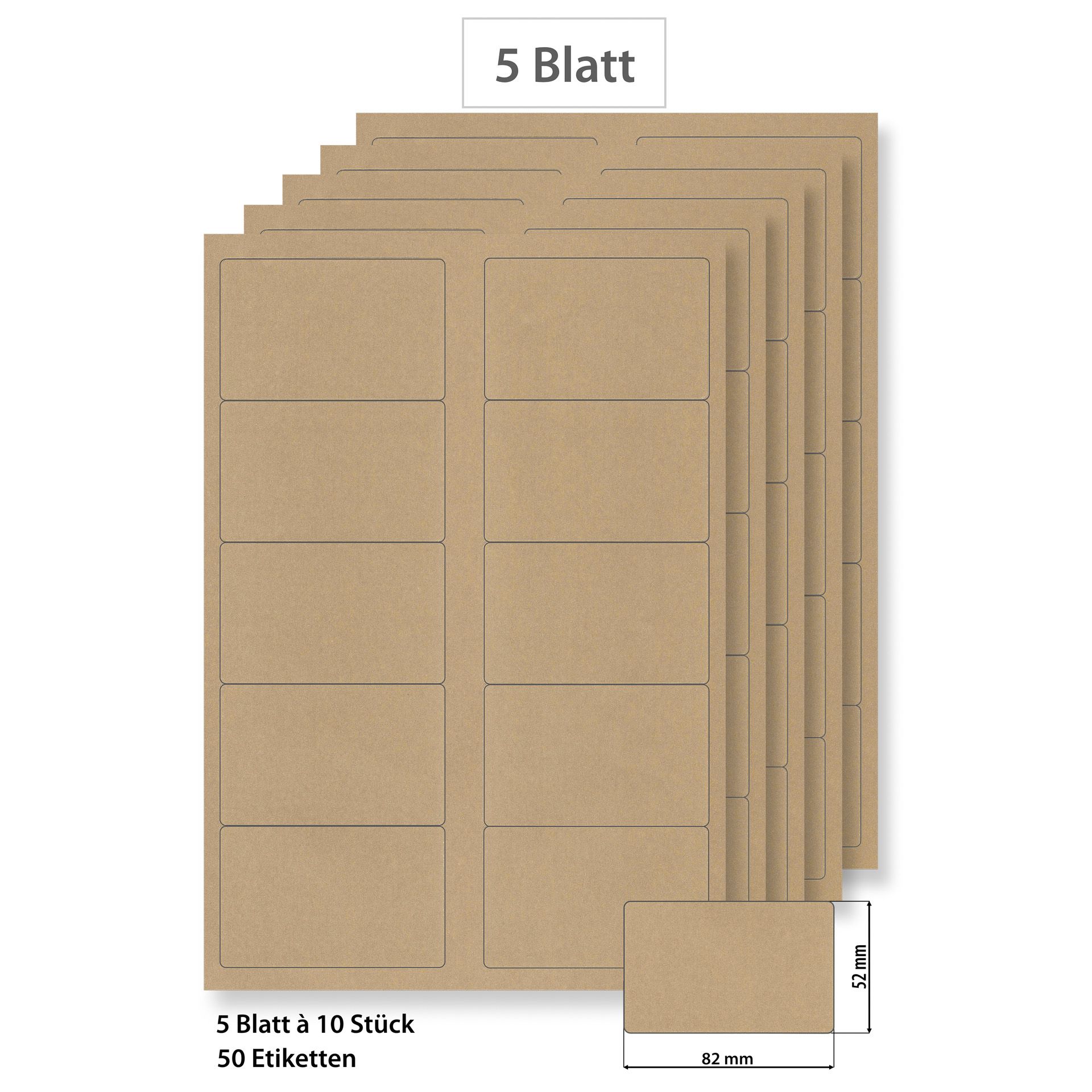 Steffis Etiketten 82 x 52 mm natur - 5 Blatt A4