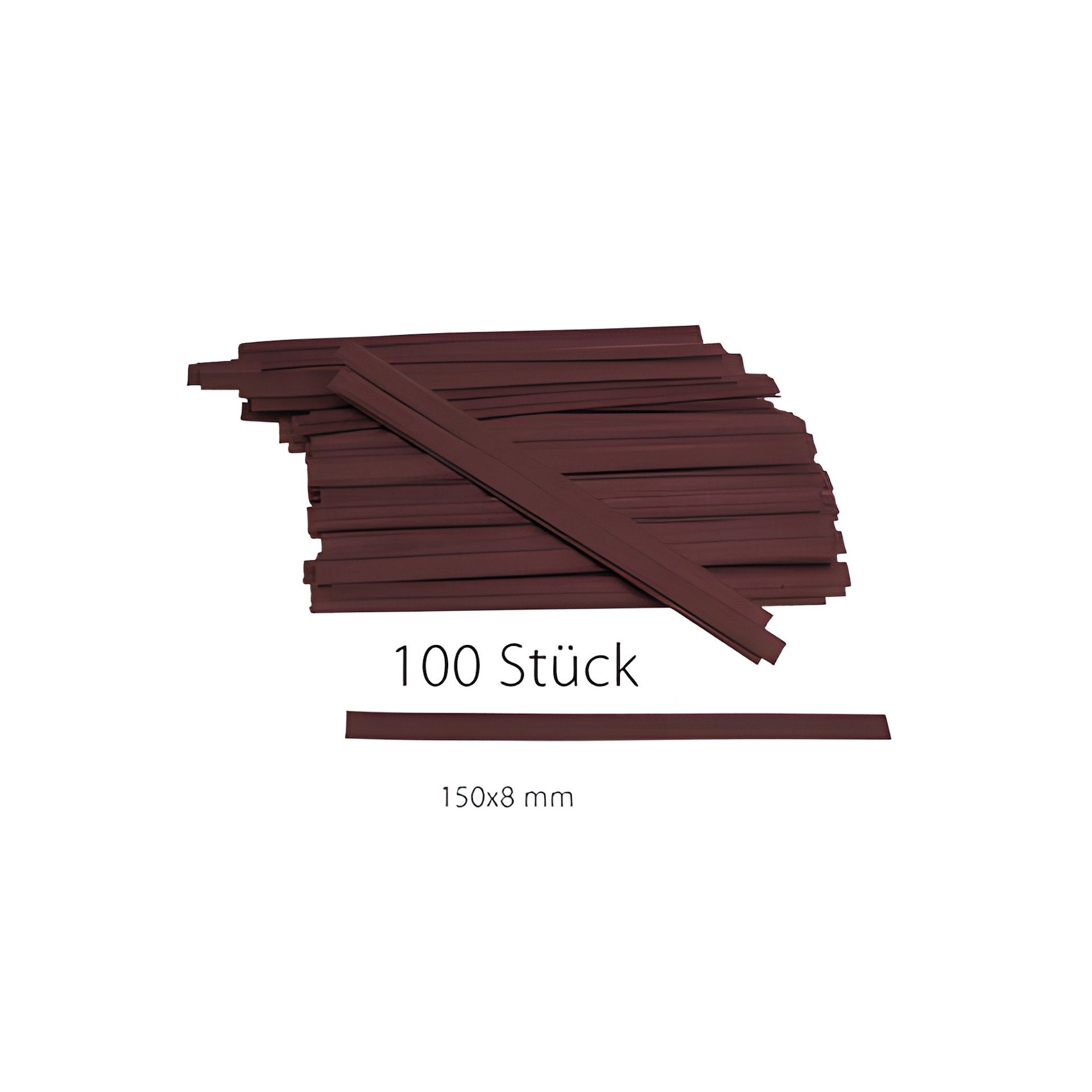 Clipbandverschlüsse 150 x 8 mm braun, 100 Stück
