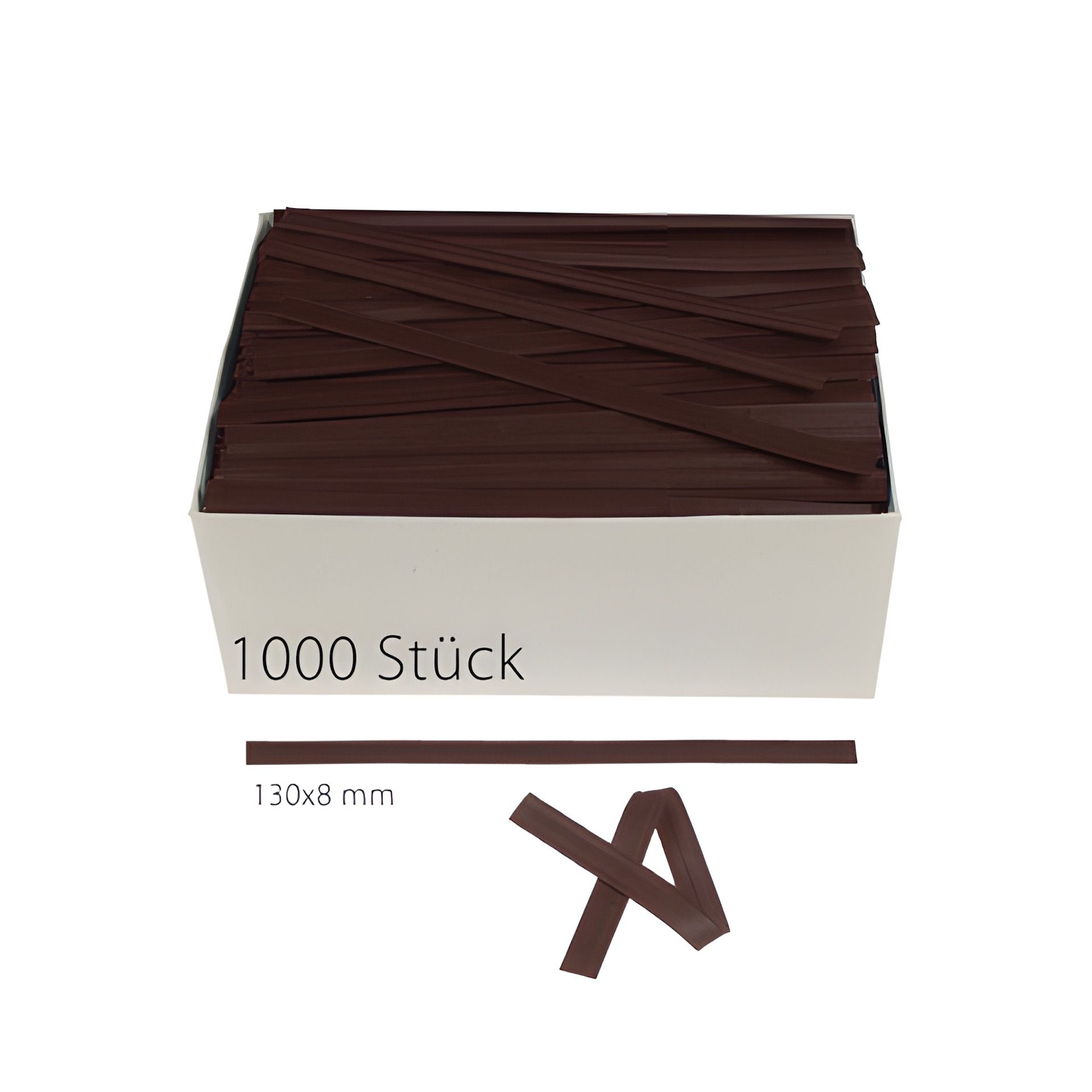 Clipbandverschlüsse 130 x 8 mm braun, 1000 Stück