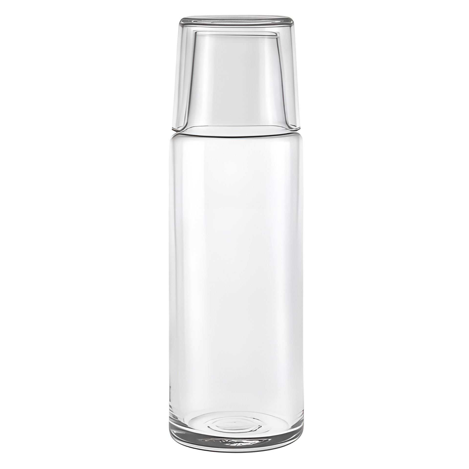 Glasflasche 1 Liter mit Trinkglas, 2-teilig