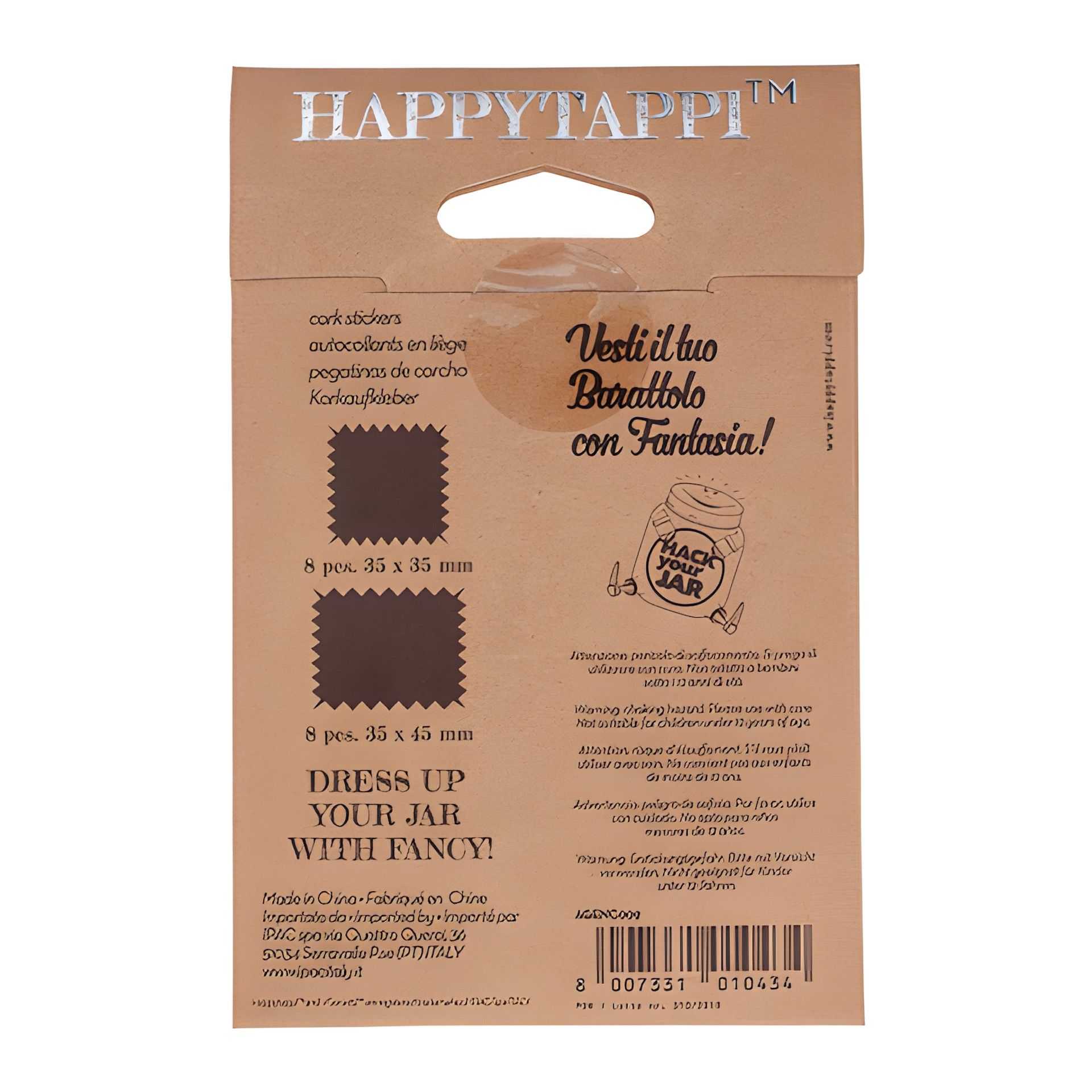 HappyTappi Kork-Sticker 35 x 35 und 35 x 45 mm, 16 Stück