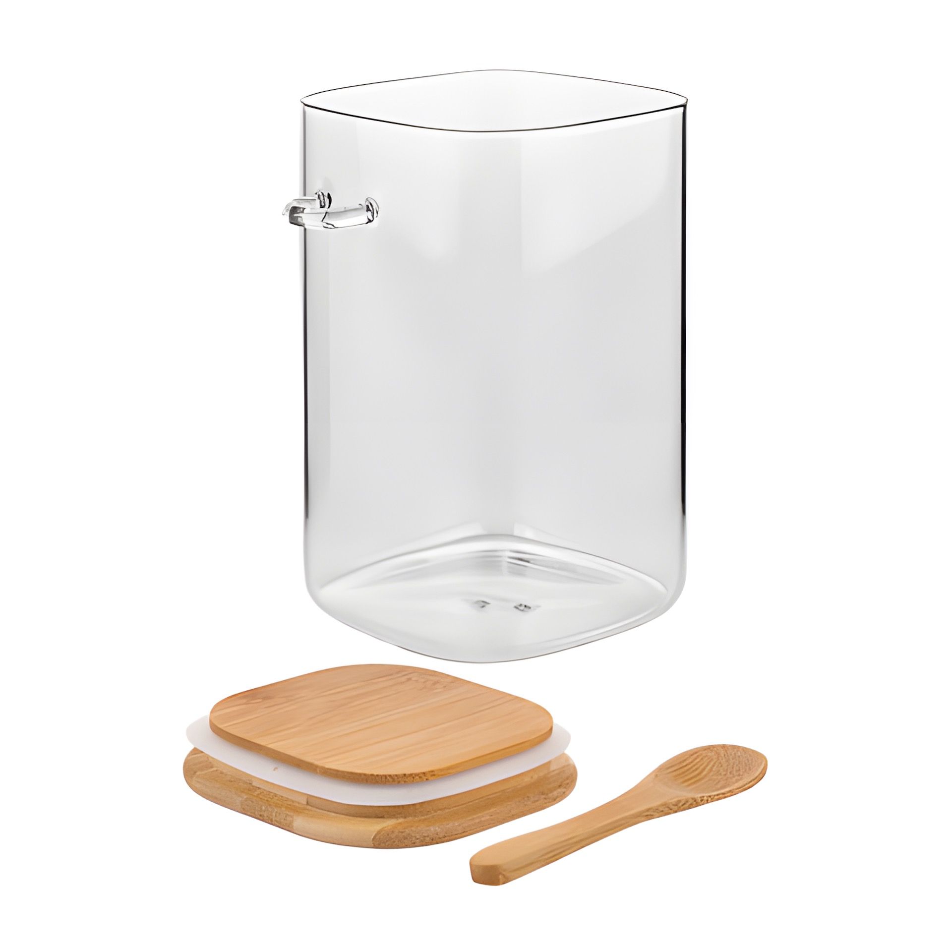Vorratsglas 1100 ml eckig mit Bambusdeckel