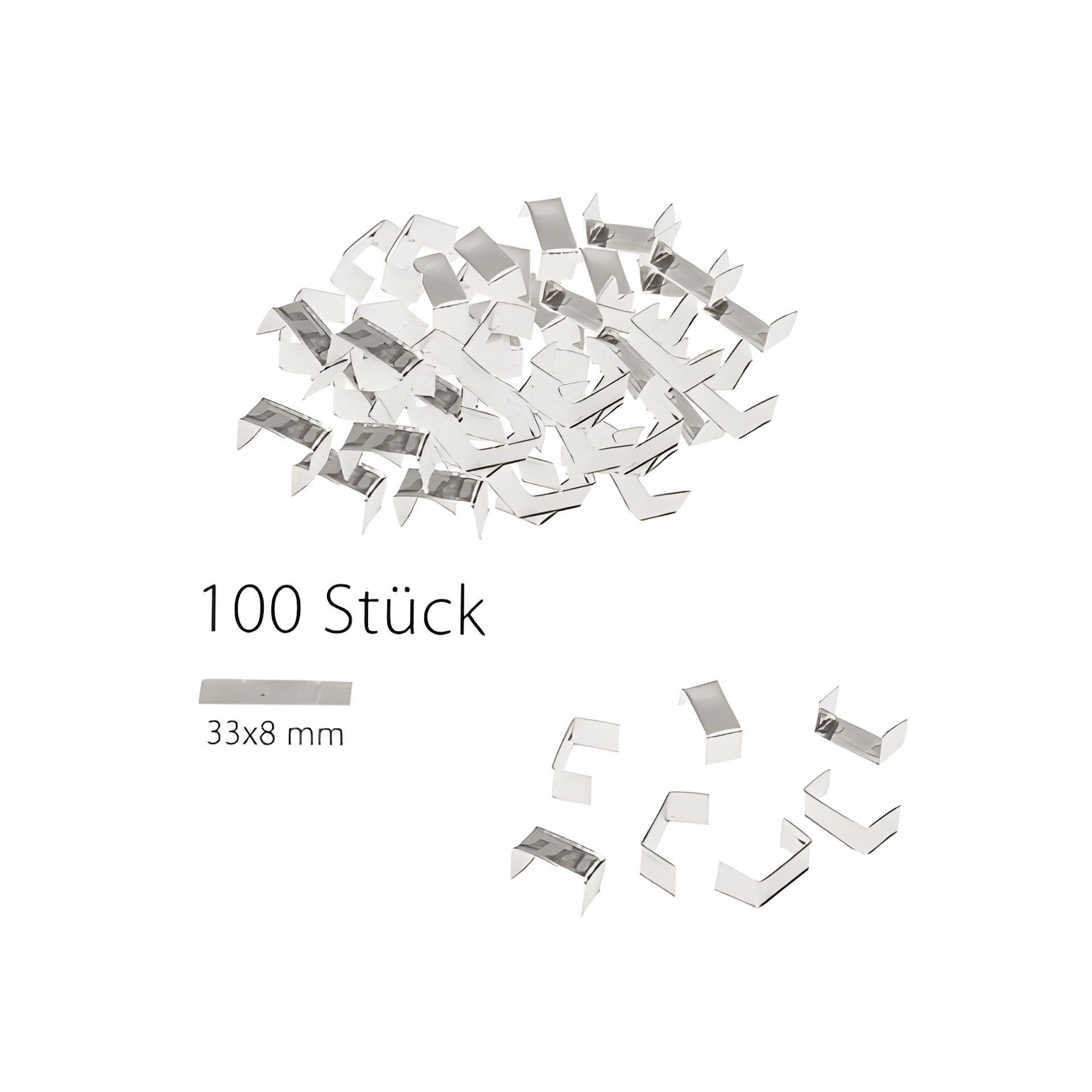 U-Clips 33 x 8 mm silber, 100 Stück