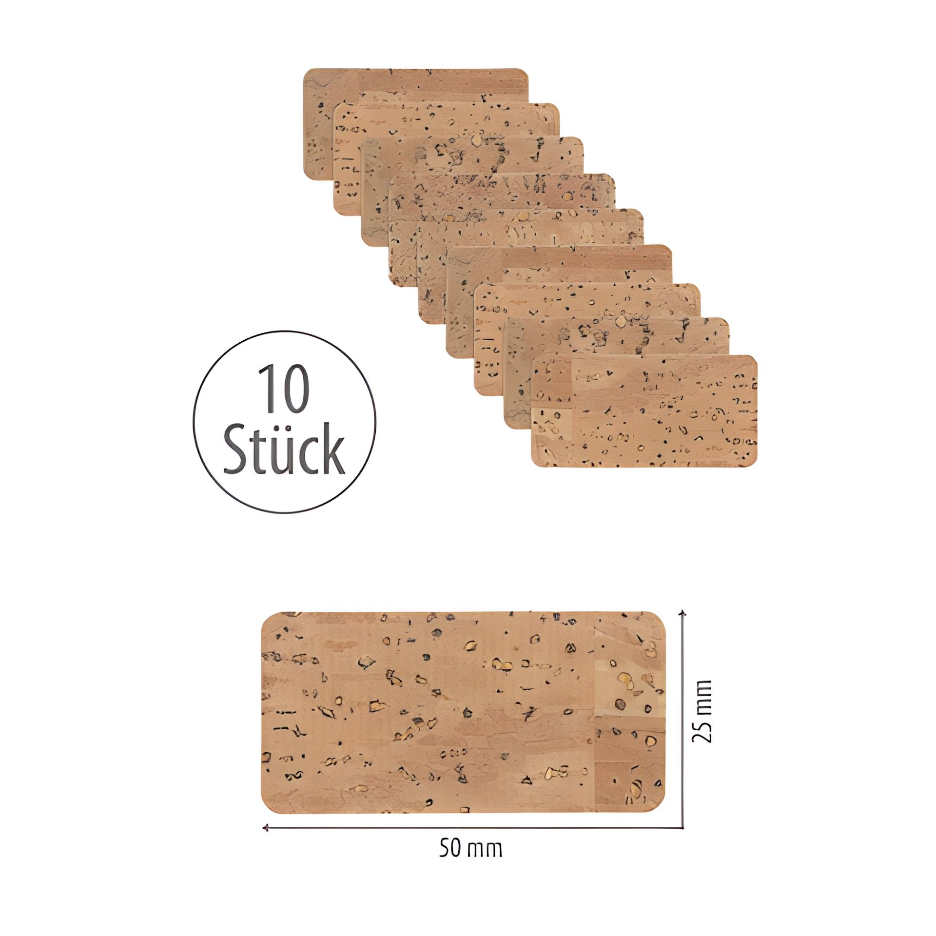 Naturkork-Etikett 50 x 25 mm, 10 Stück