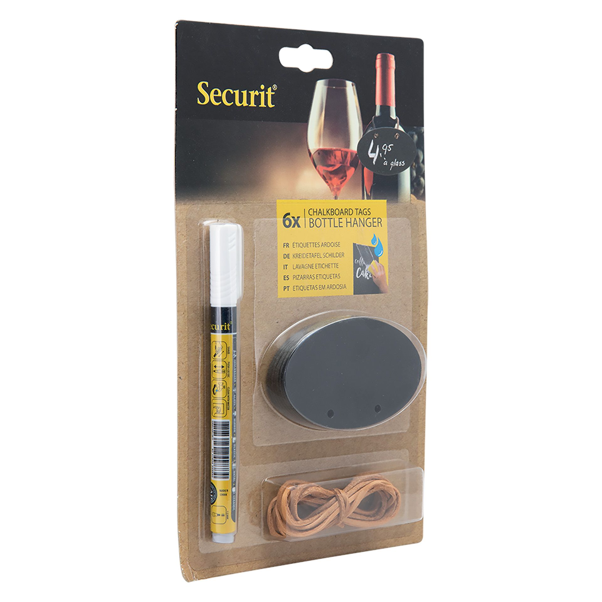 Kreidetafel-Anhängeetikett oval, 6 Stück plus Stift