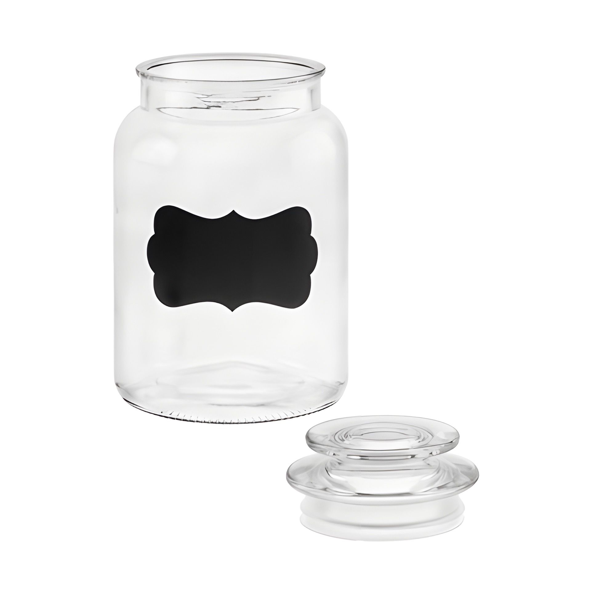 Vorratsglas 1200 ml beschreibbar mit Glasdeckel, 4er Pack (Karton, 4 Stück)