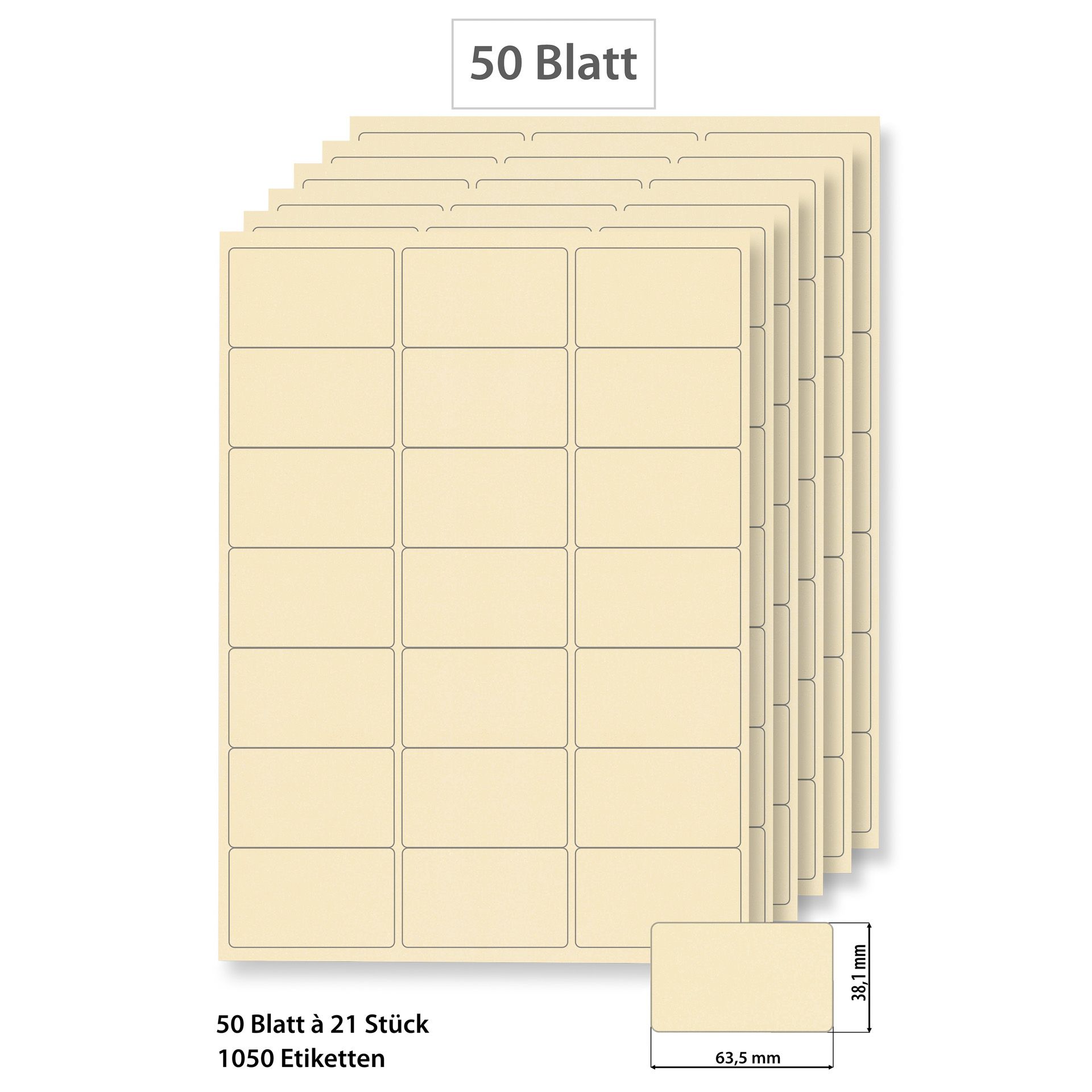 Steffis Etiketten 63,5 x 38,1 mm creme - 50 Blatt A4
