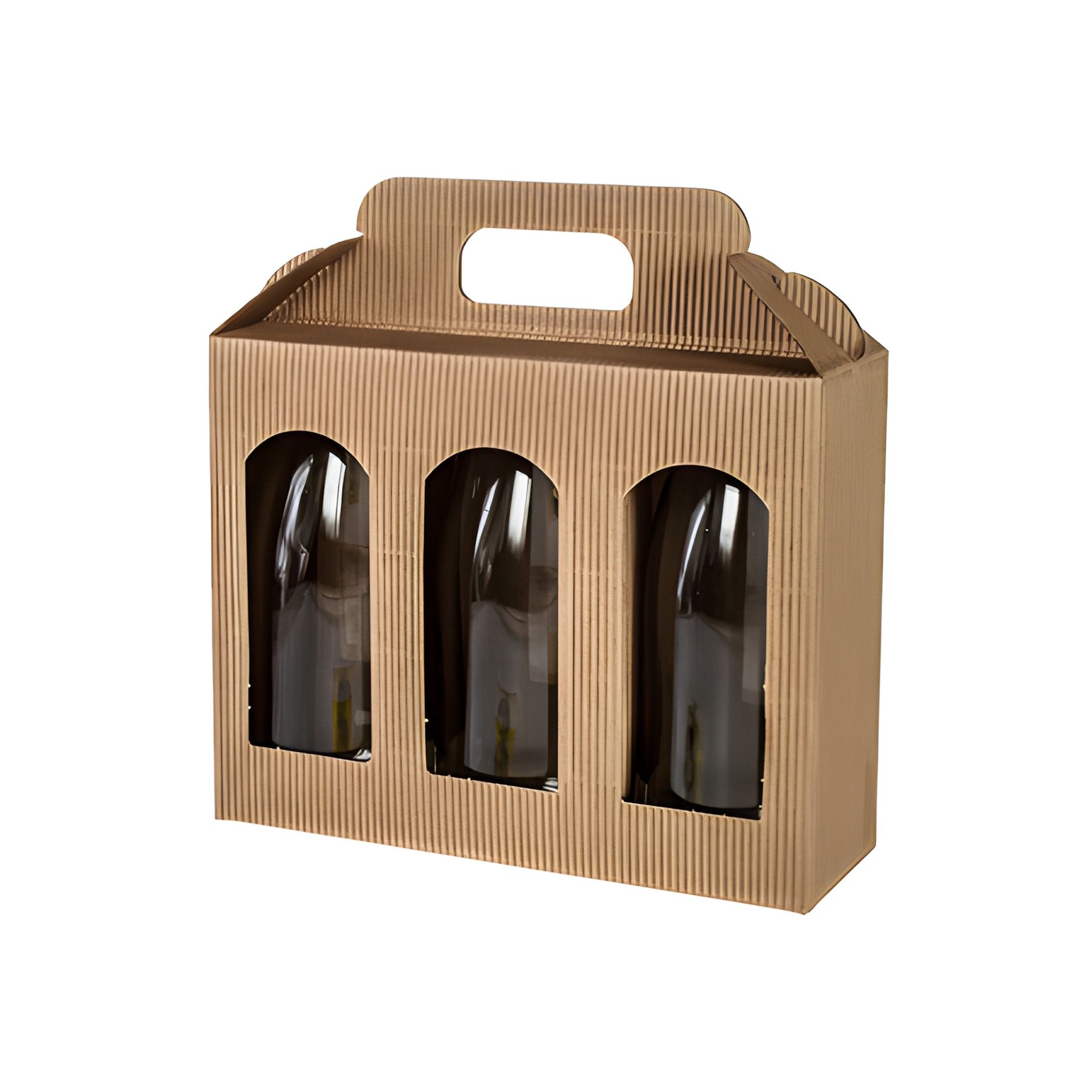 Gläserkarton 3er 190 x 60 x 150 mm natur (Karton, 100 Stück)