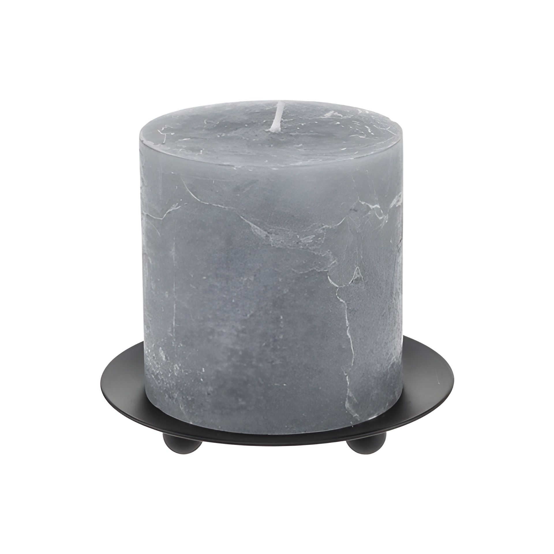 Stumpenkerze 'Rustik' Ø 9 cm, grau