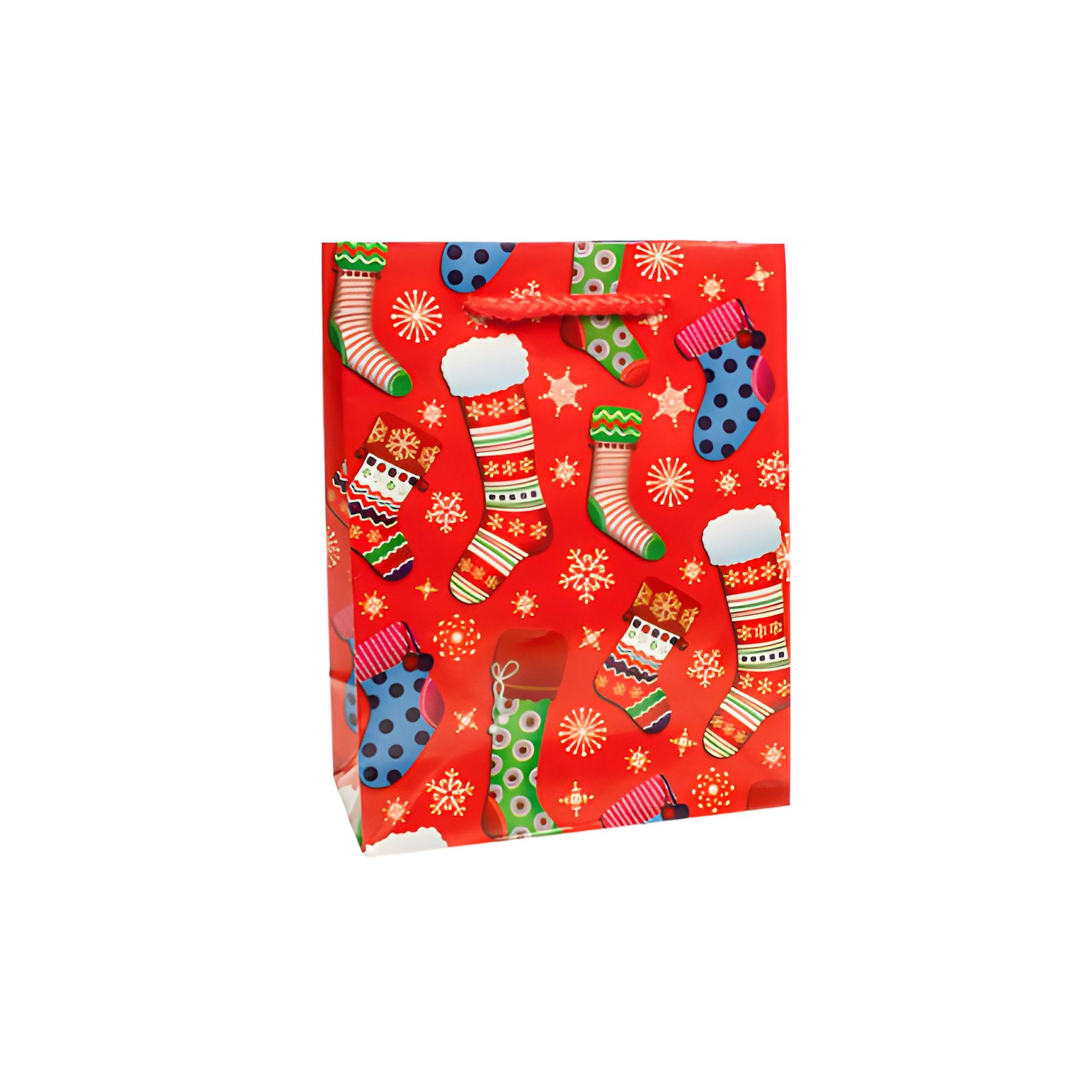 Geschenktüte 'Weihnachtssocken' rot, klein