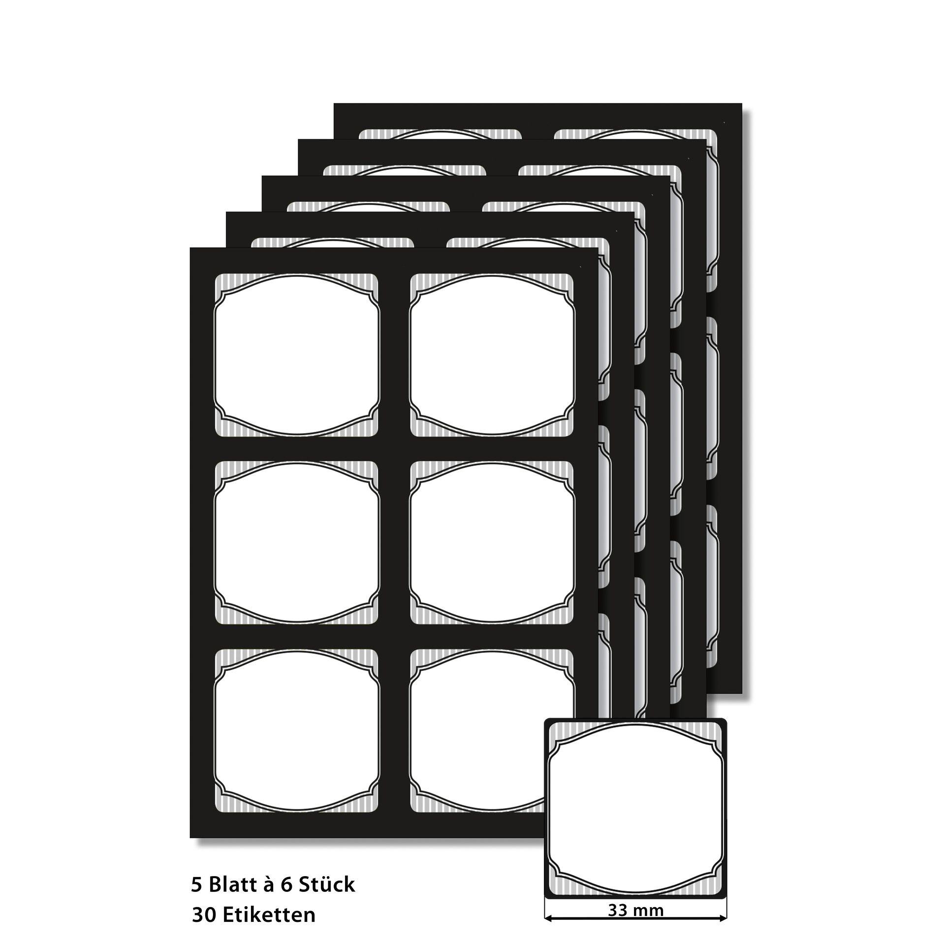 Cubi Etikettenbogen schwarz, 5 Blatt