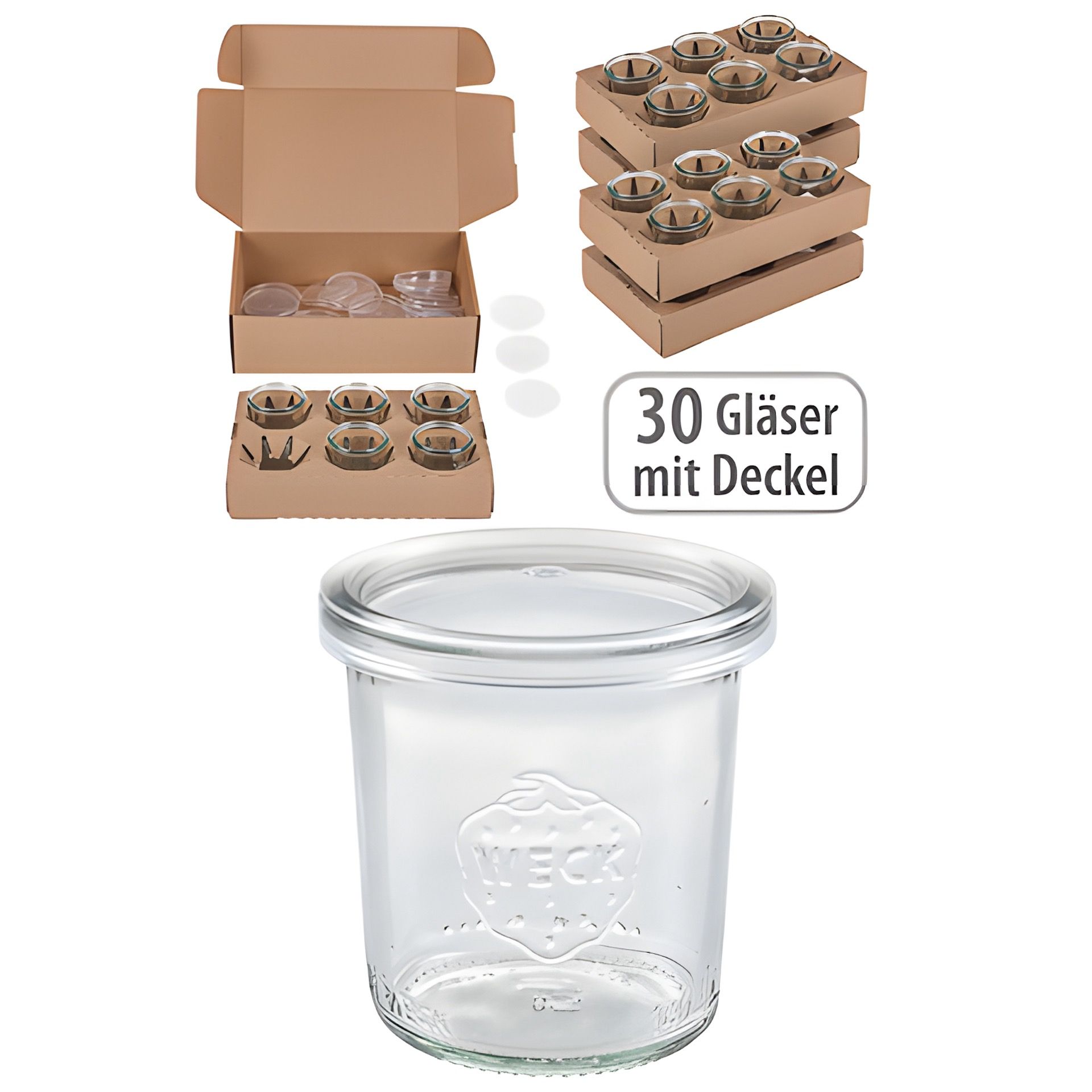 WECK-Mini-Sturzglas 140 ml mit Klarsichtdeckel, 30 Stück