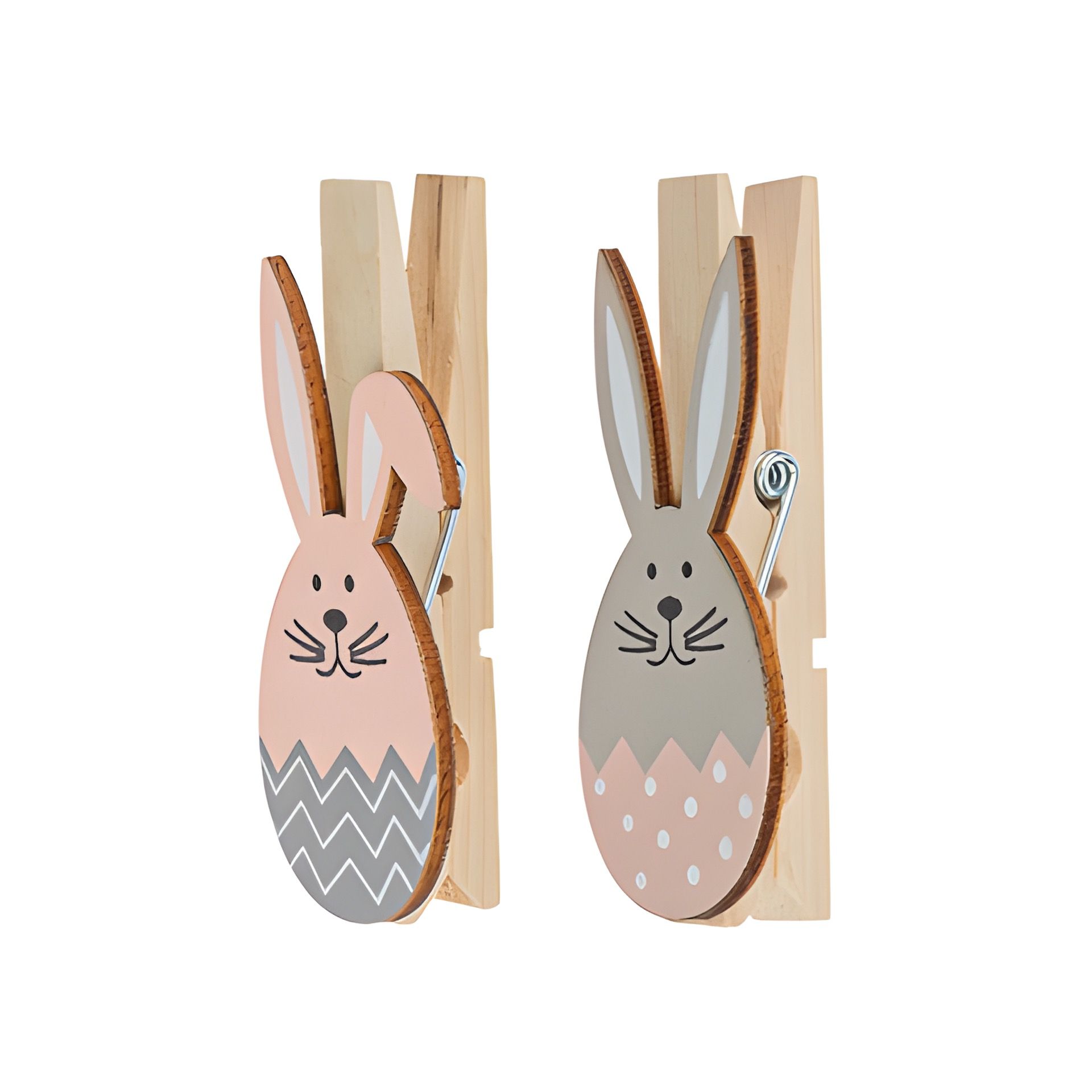 Deko-Holzklammer 'Ostereier-Hasen', 7 cm, 8 Stück