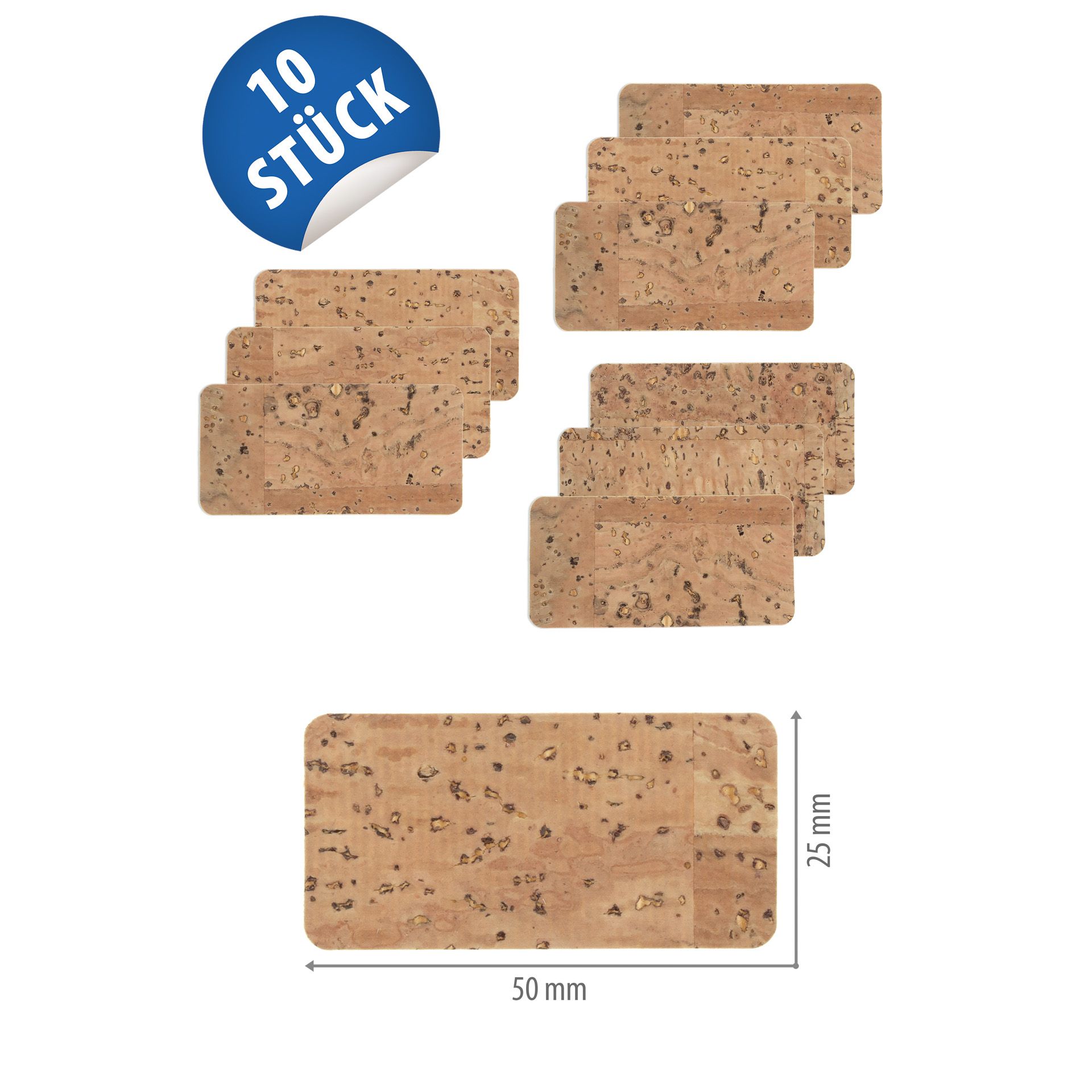 Naturkork-Etikett 50 x 25 mm, 10 Stück