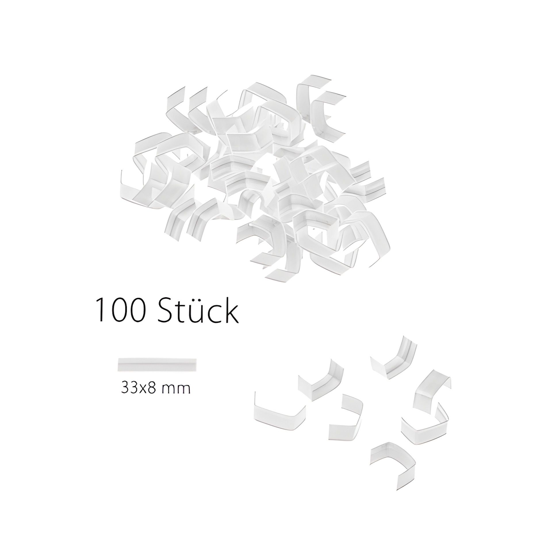 U-Clips 33 x 8 mm weiß, 100 Stück