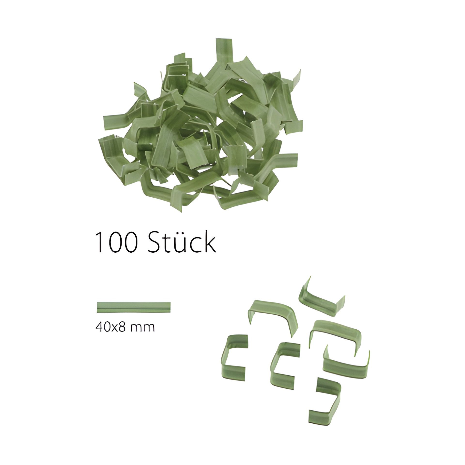 U-Clips 40 x 8 mm grün, 100 Stück