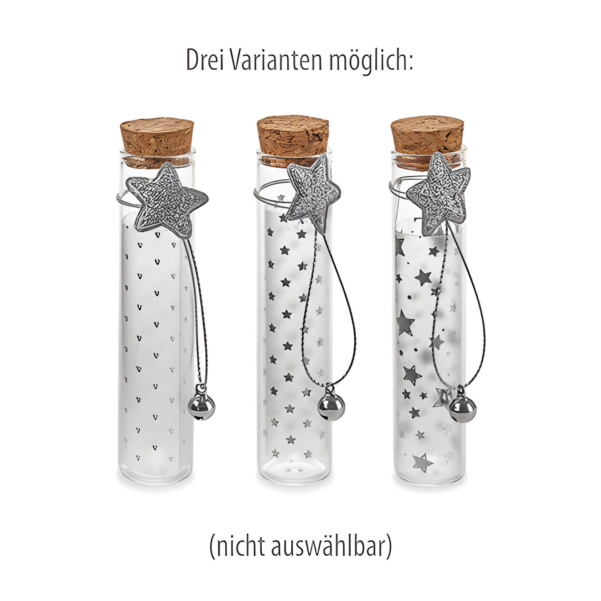 Glasröhrchen 'Stern' mit Glöckchen