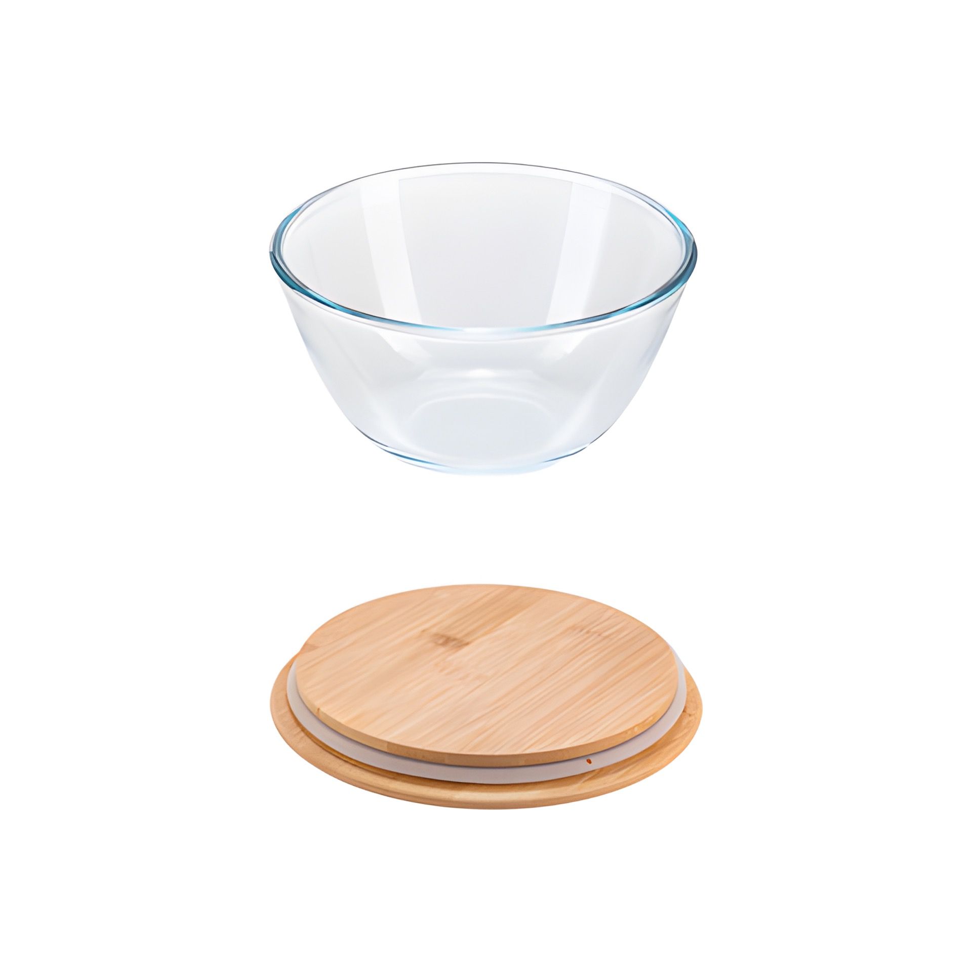 Glasschüssel 1000 ml mit Bambusdeckel