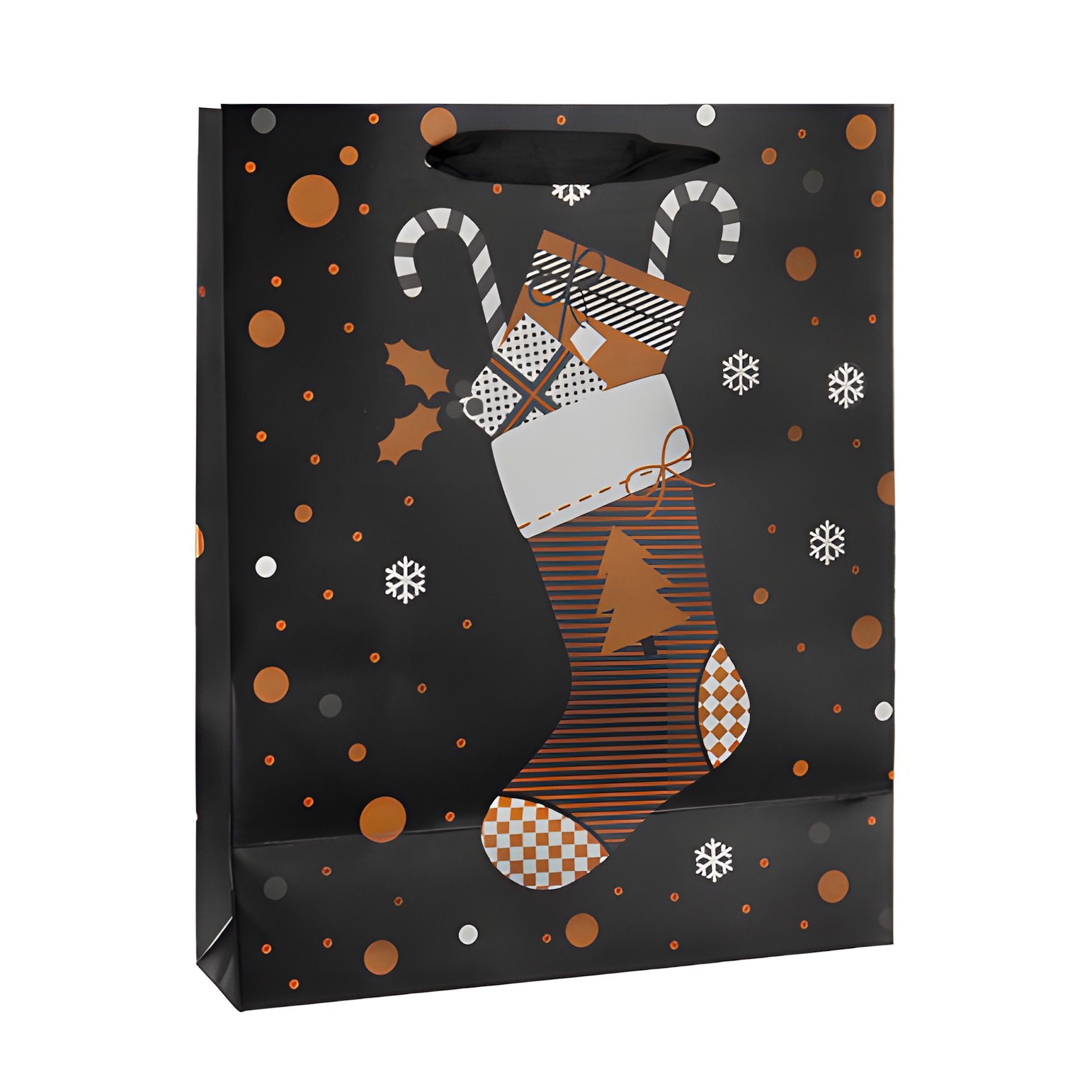 Geschenktüte 'Weihnachtssocke' schwarz, groß