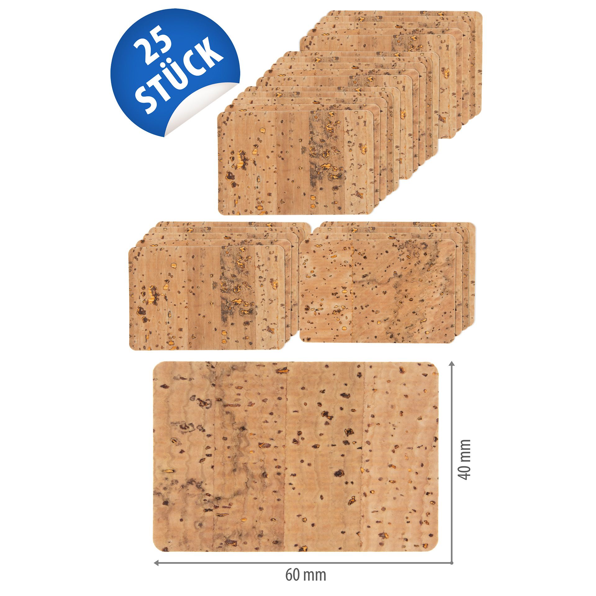 Kork-Etikett 6 x 4 cm, 25 Stück