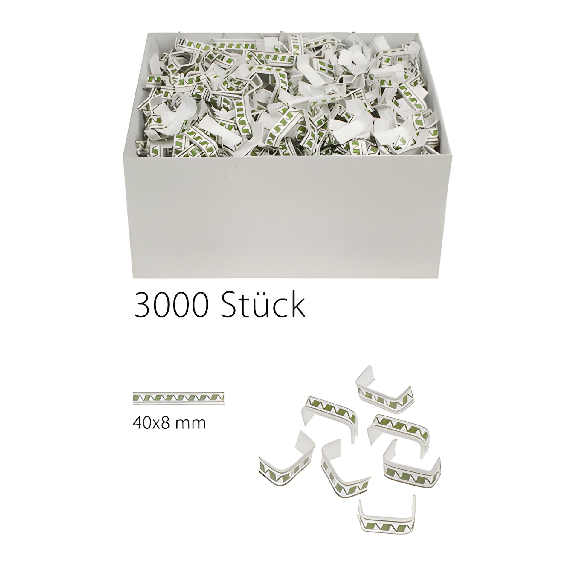 U-Clips 40 x 8 mm grün-weiß, 3000 Stück