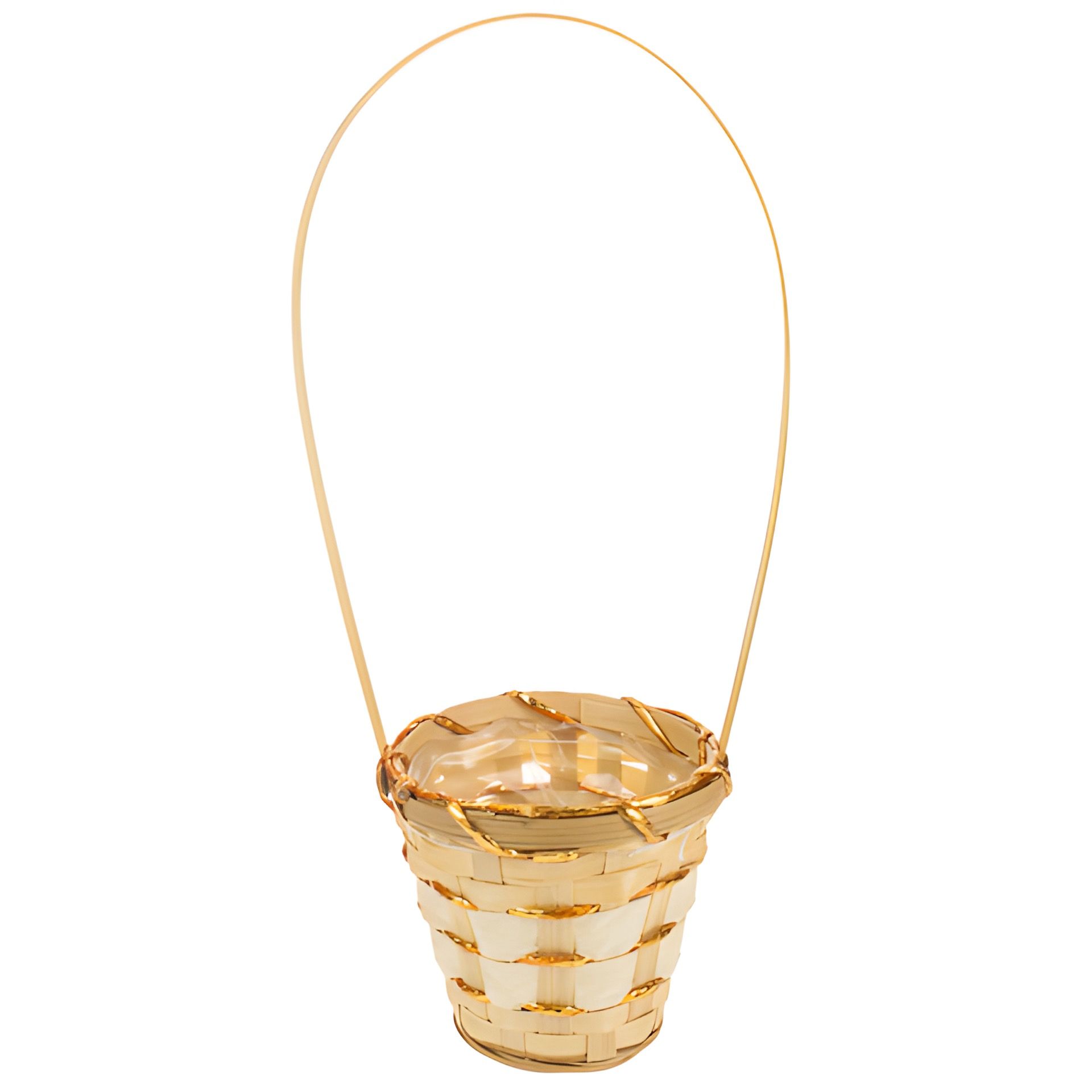 Henkelkorb rund creme/gold klein