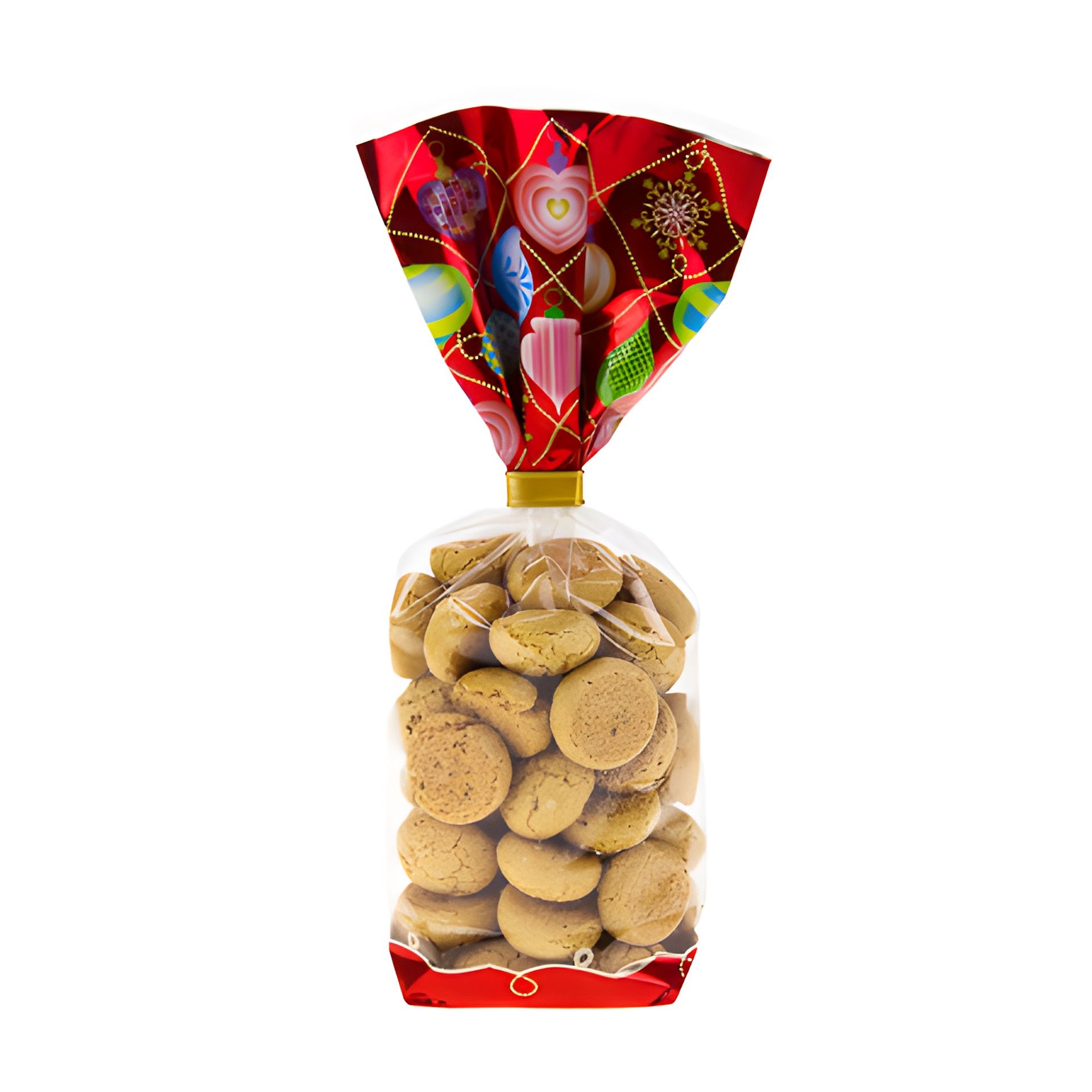 Kreuzbodenbeutel 'Christbaumkugeln' 100 x 220 mm, 10 Stück mit Clips