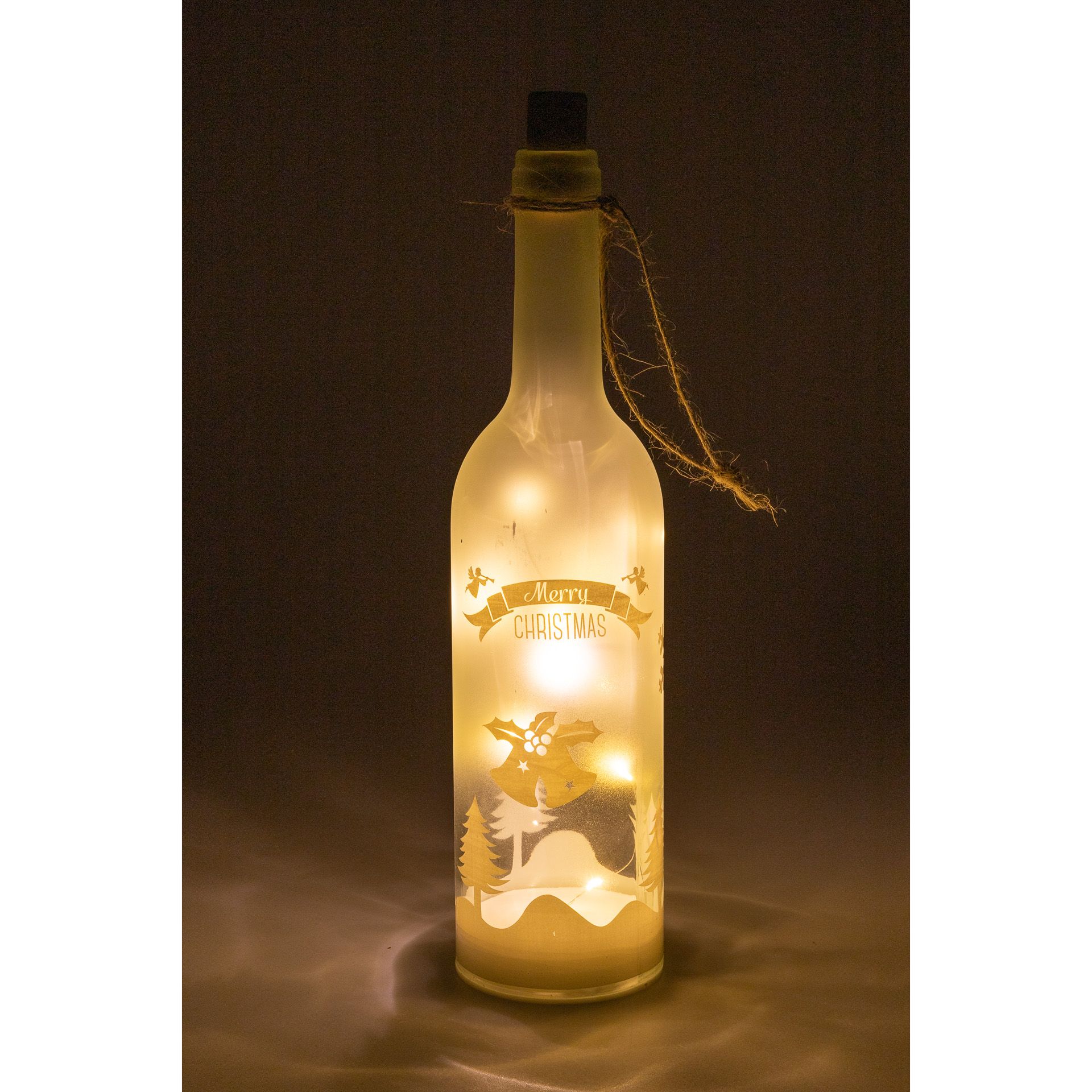 Deko-Flaschenlampe 'Rentierschlitten' 30 cm, 10 LEDs