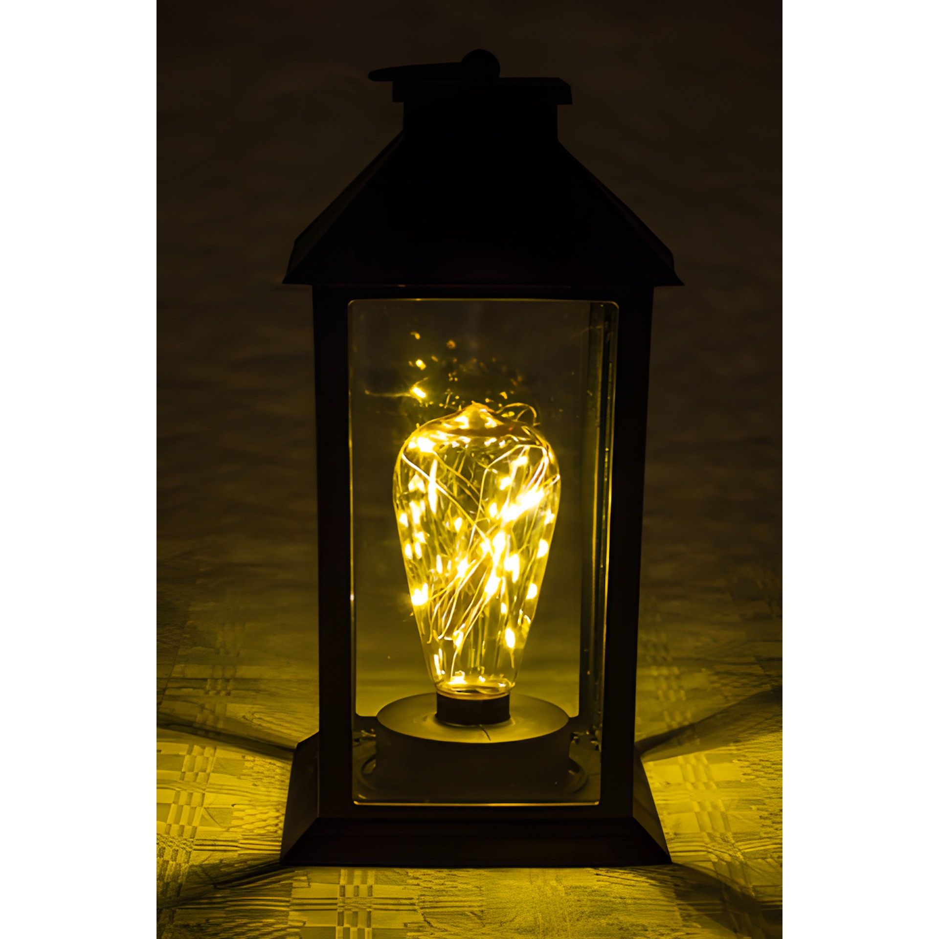 Deko-Laterne 'Glühbirne' 29 cm, 10 LEDs, schwarz