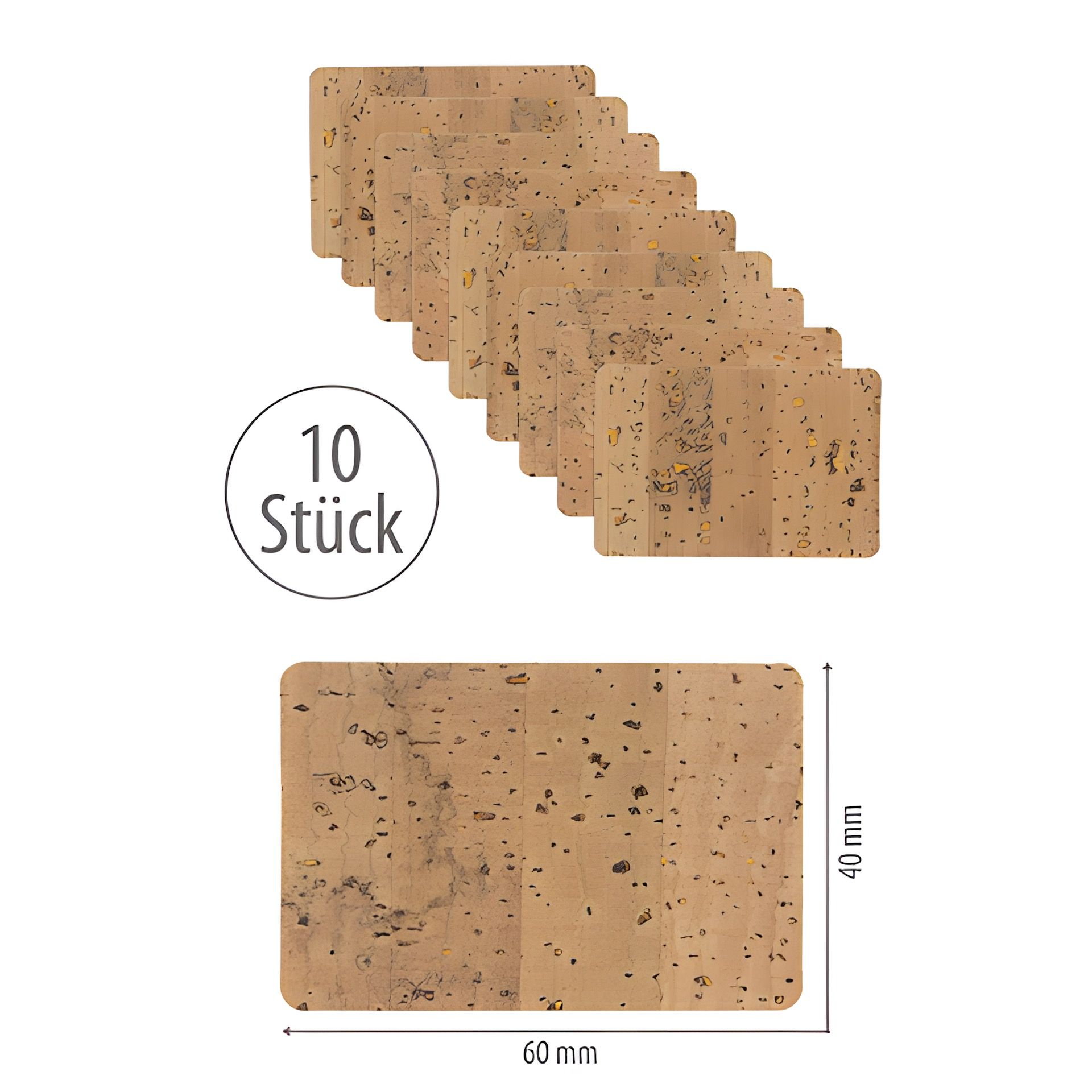 Naturkork-Etikett 60 x 40 mm, 10 Stück