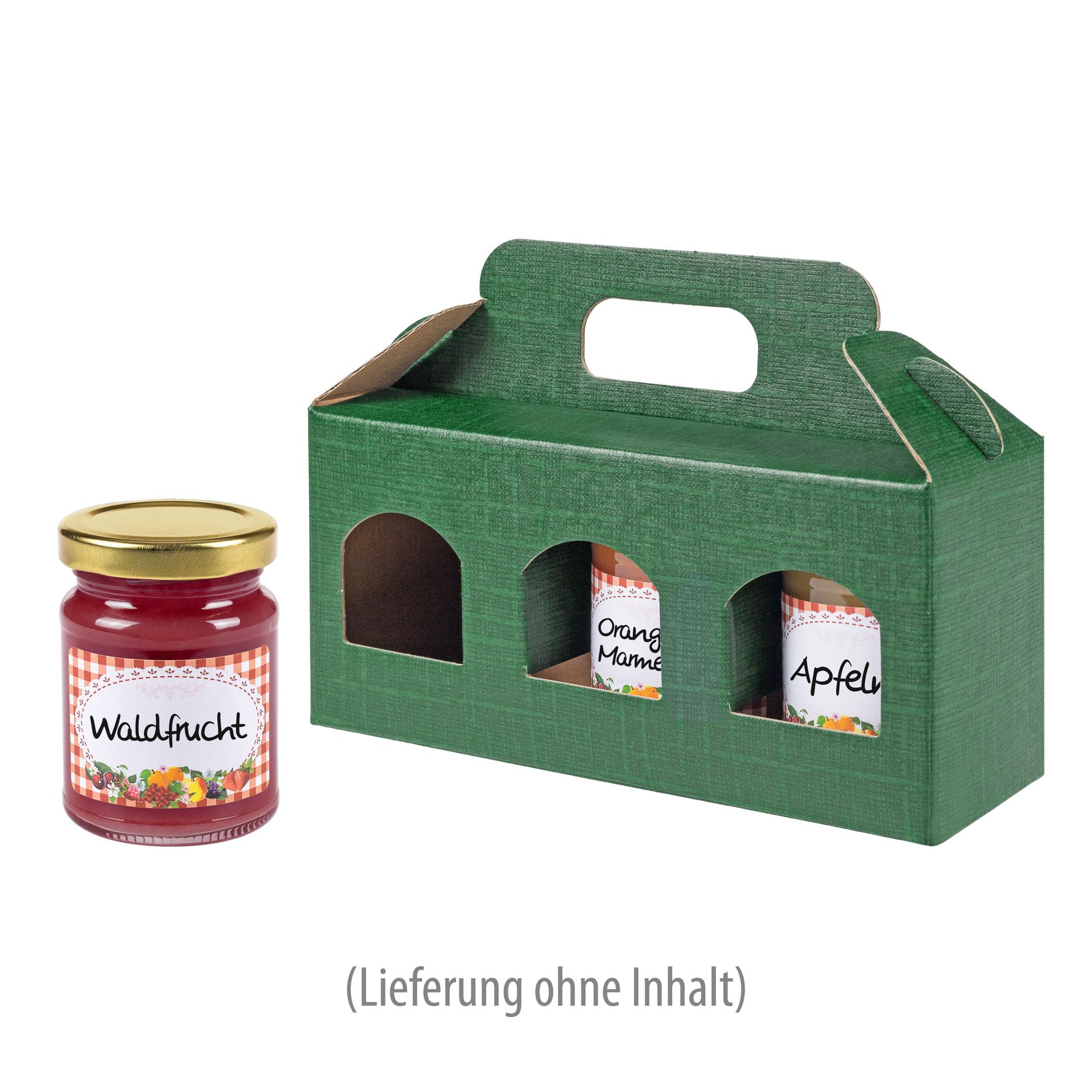 Gläserkarton 3er 190 x 60 x  90 mm grün (Karton, 100 Stück)