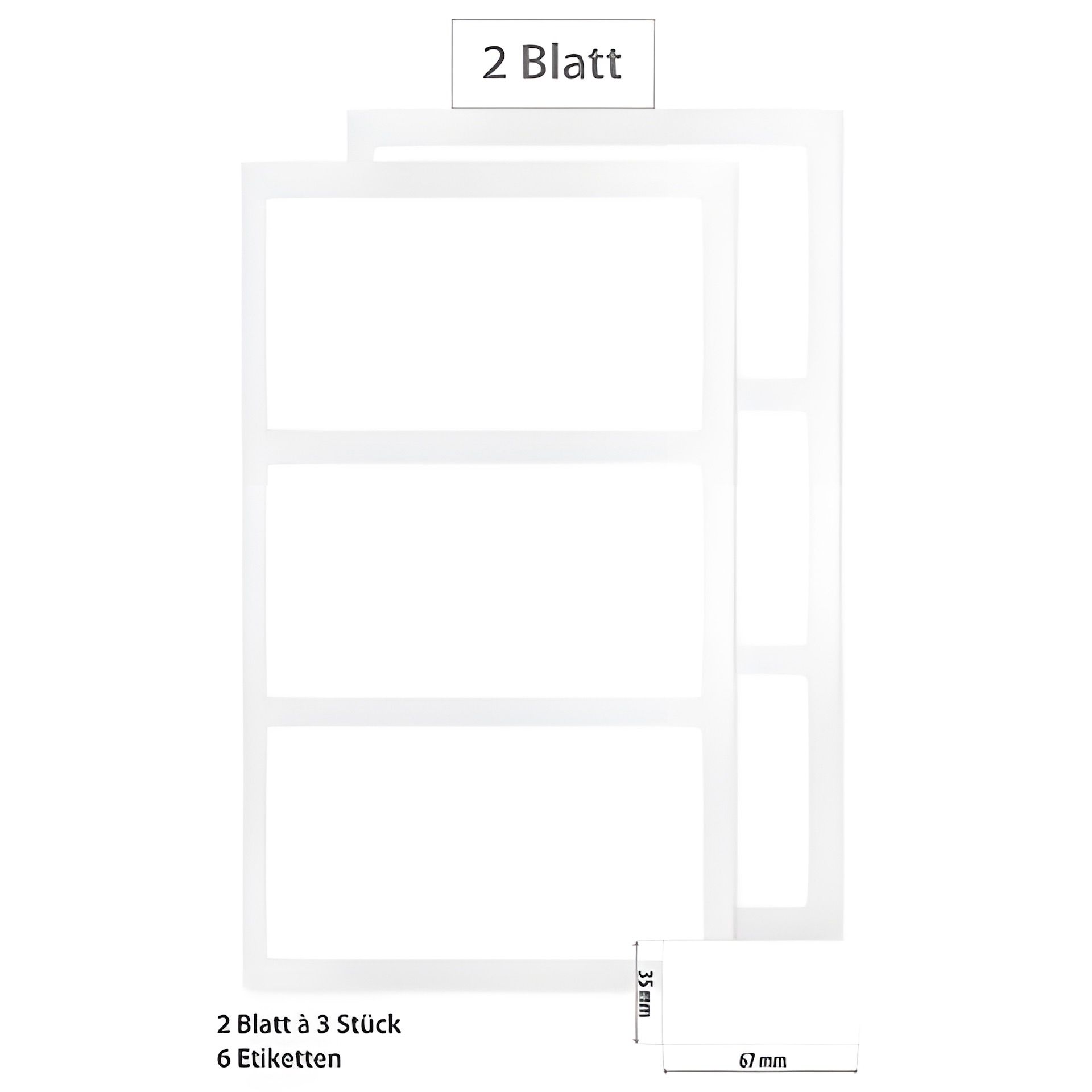 Etiketten 'Weiß 67 x 35 mm', wasserfest, 6 Stück