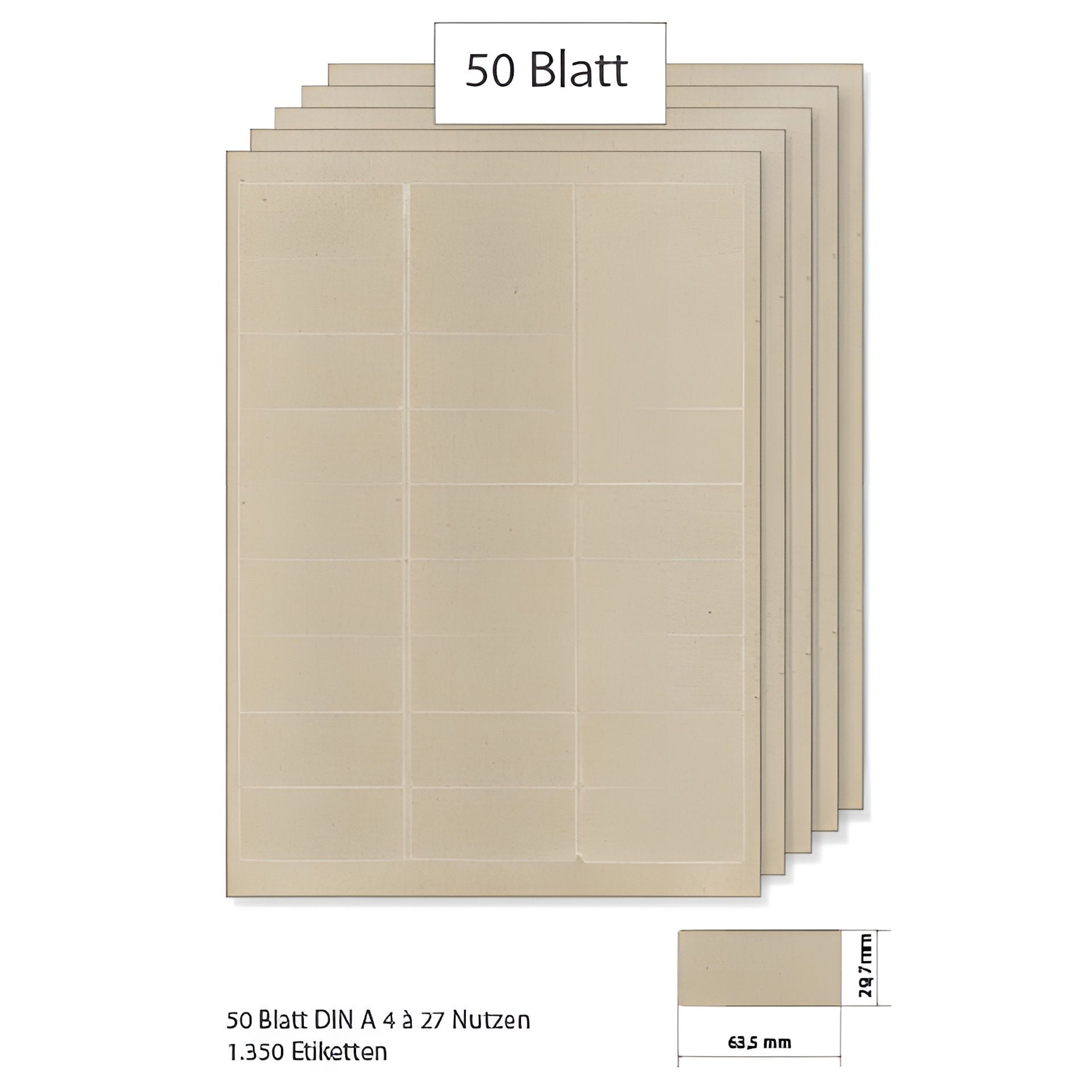 Grasetiketten 63,5 x 29,6 mm, 50 Blatt A4, 1350 Stück