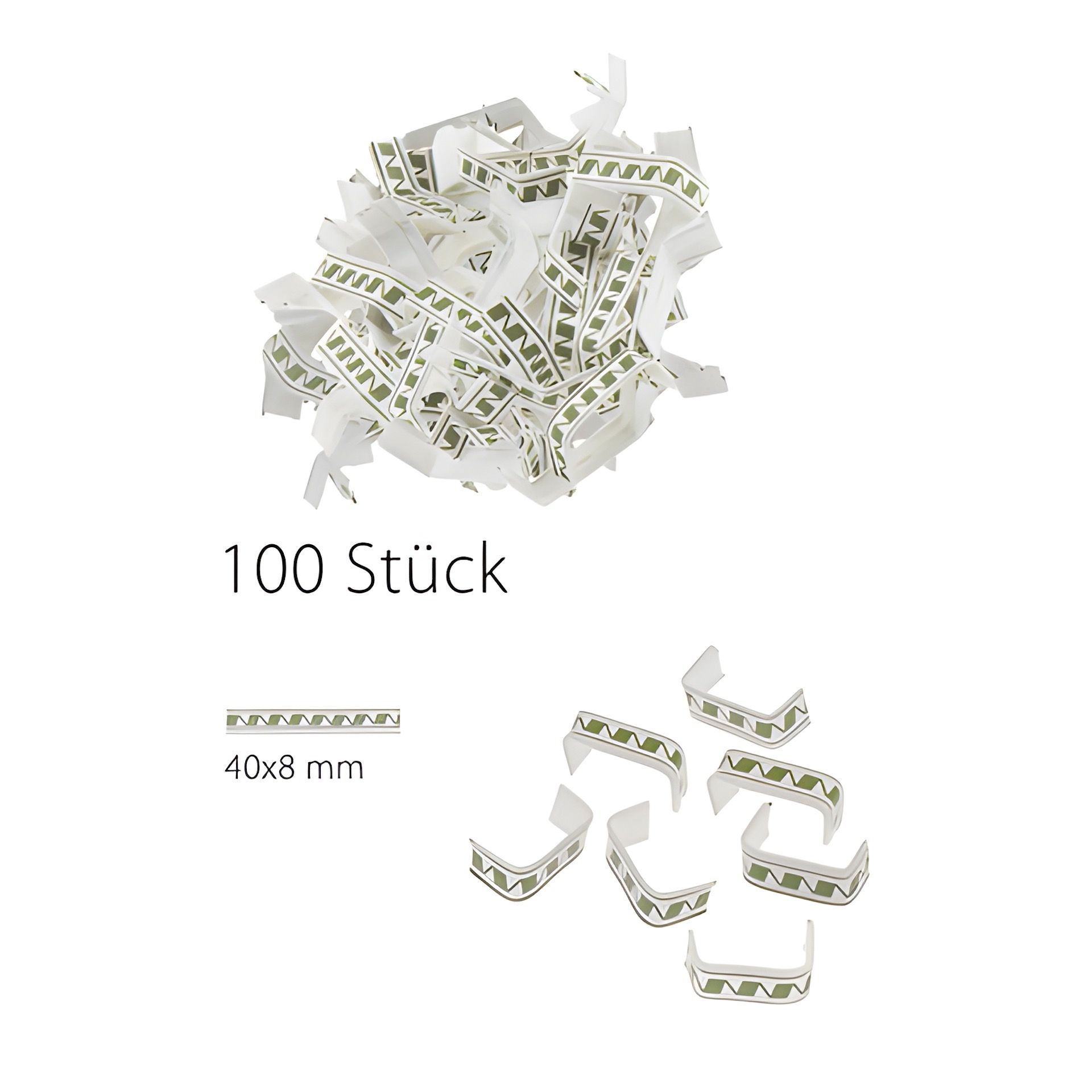 U-Clips 40 x 8 mm grün-weiß, 100 Stück