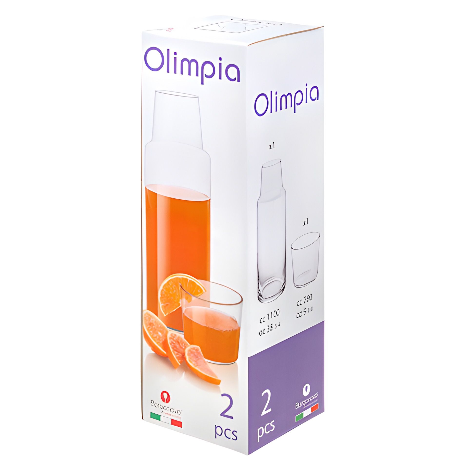 Glasflasche 1 Liter mit Trinkglas, 2-teilig