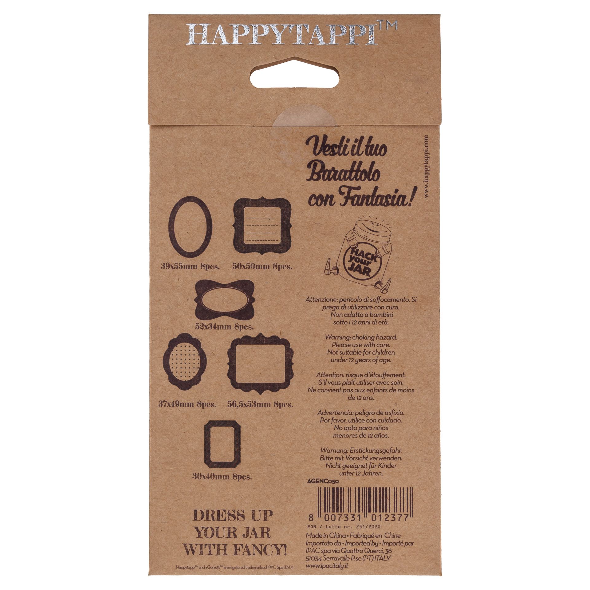 HappyTappi Etiketten 'Vintage', rot, 6 Motive, 48 Stück
