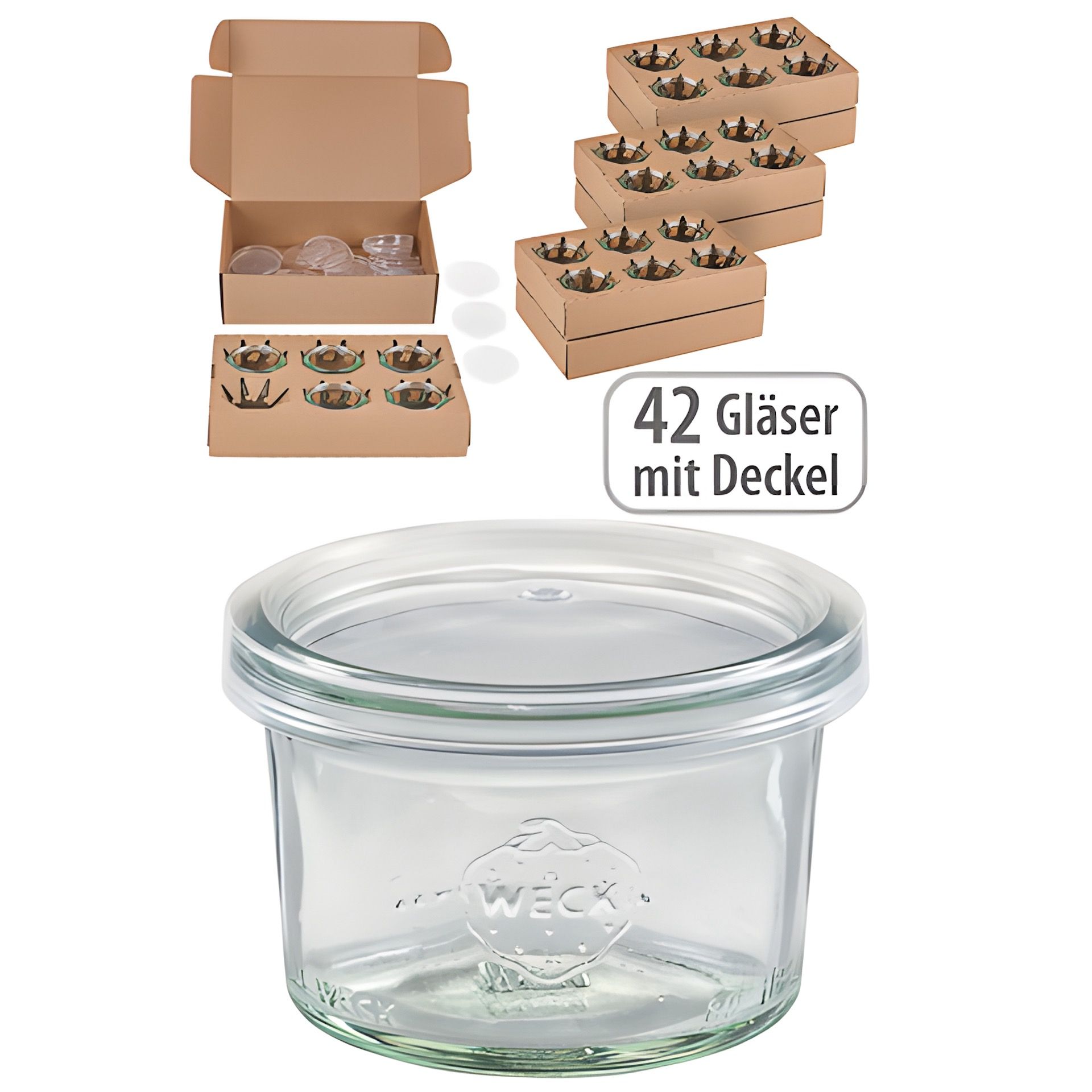 WECK-Mini-Sturzglas  80 ml mit Klarsichtdeckel, 42 Stück