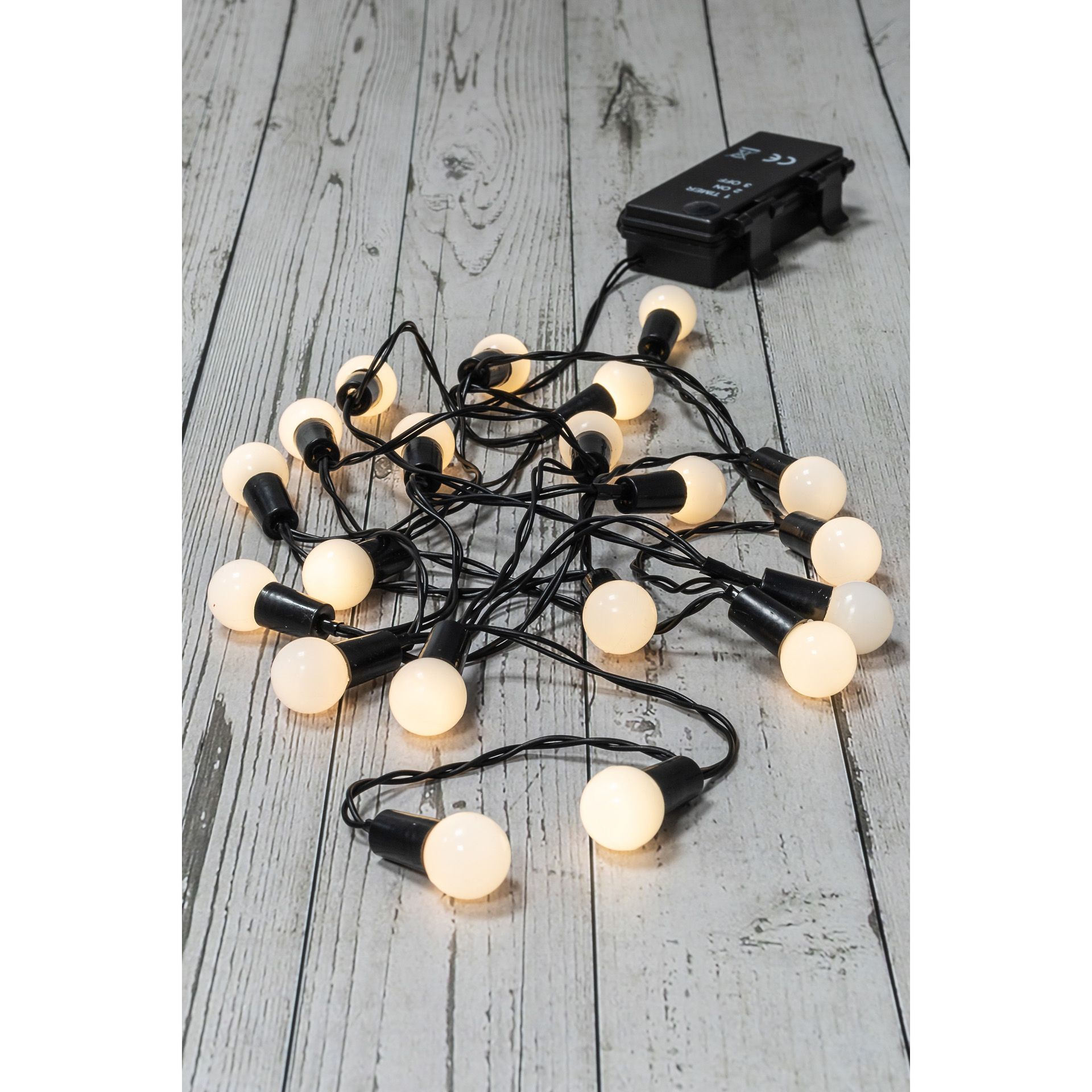 Lichterkette 'Glühbirnen' 20 LEDs, weiß mit Timer