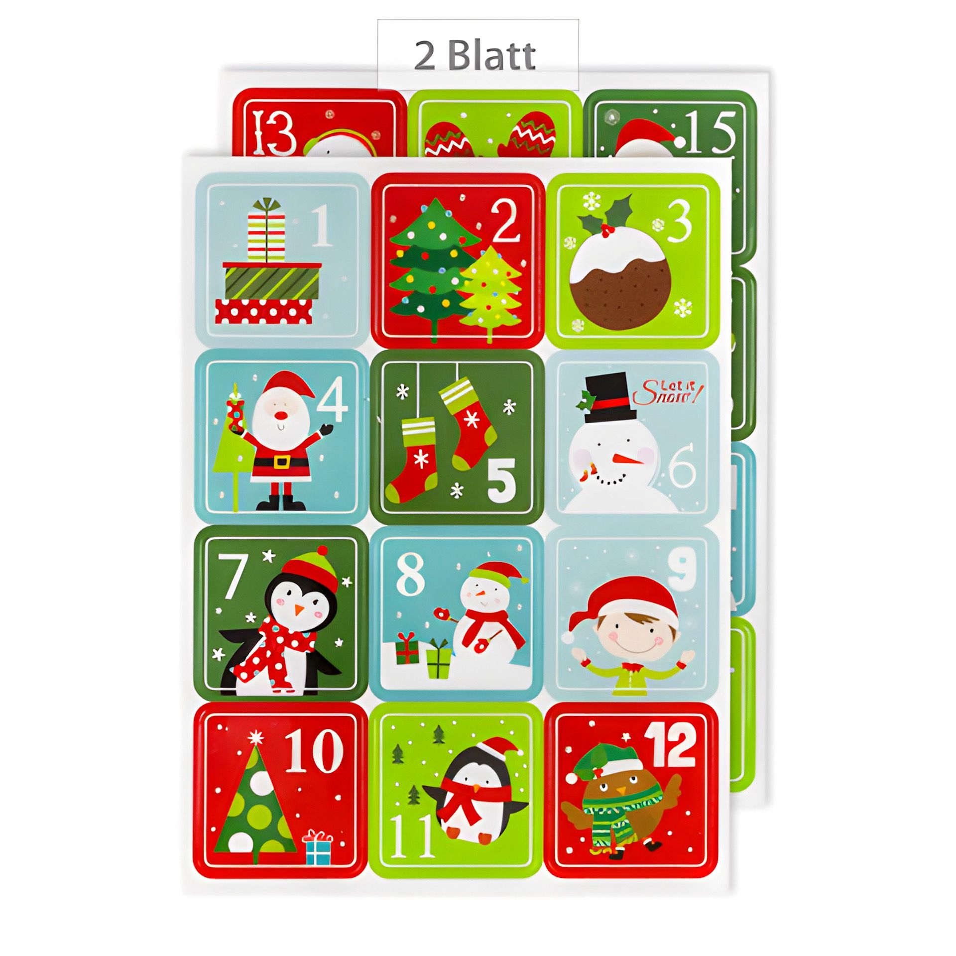 Adventskalender-Zahlen Weihnachtsmotive, 24 Stück