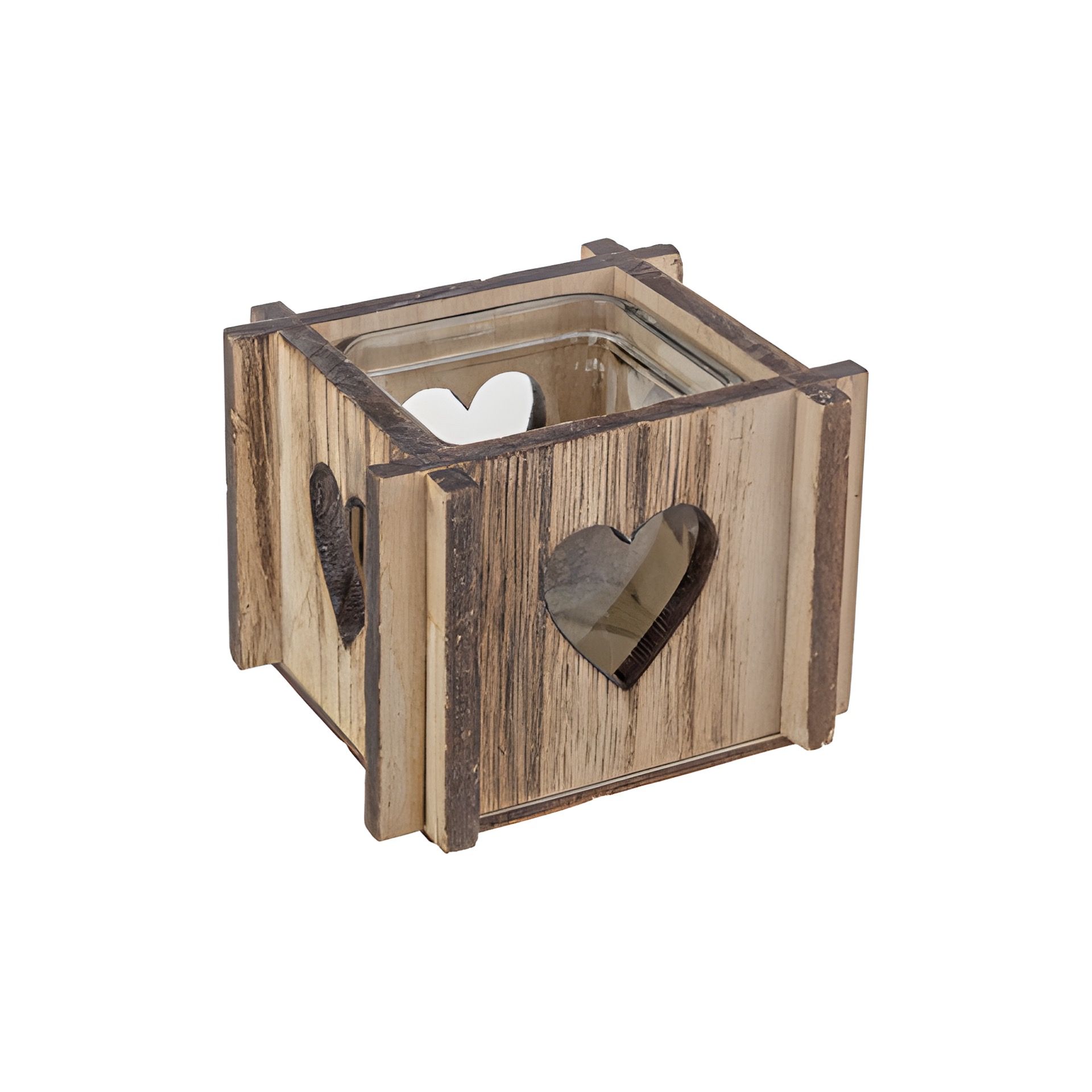 Holzschale 'Herz' mit Glaseinsatz natur