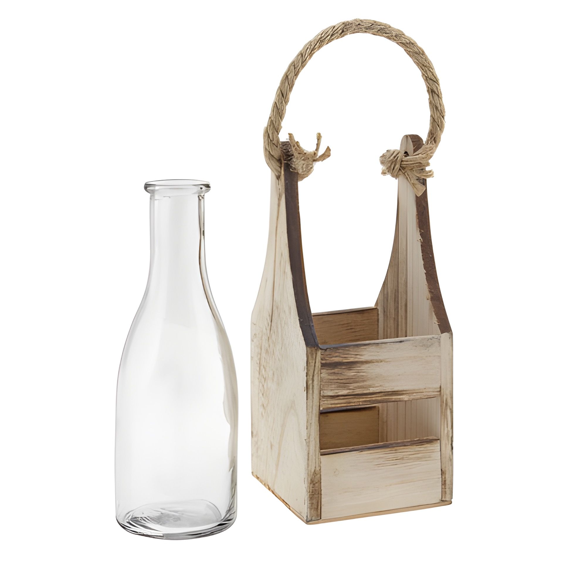 Deko-Flasche 290 ml im Holzträger