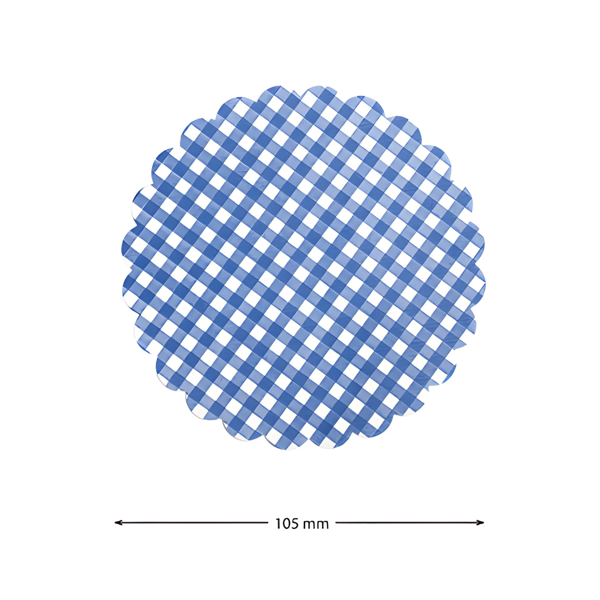 Vliesdeckchen Ø 105 mm blau kariert, 10 Stück