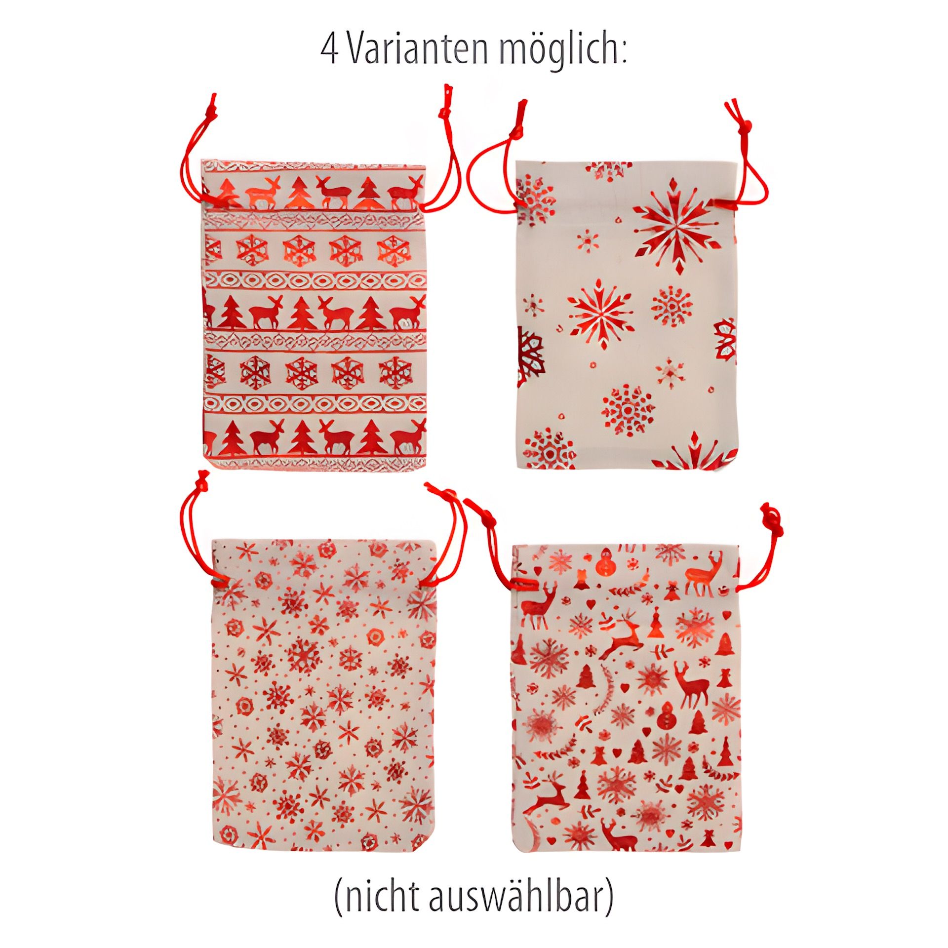 Jutebeutel 'Winter' natur/rot 17 x 13 cm