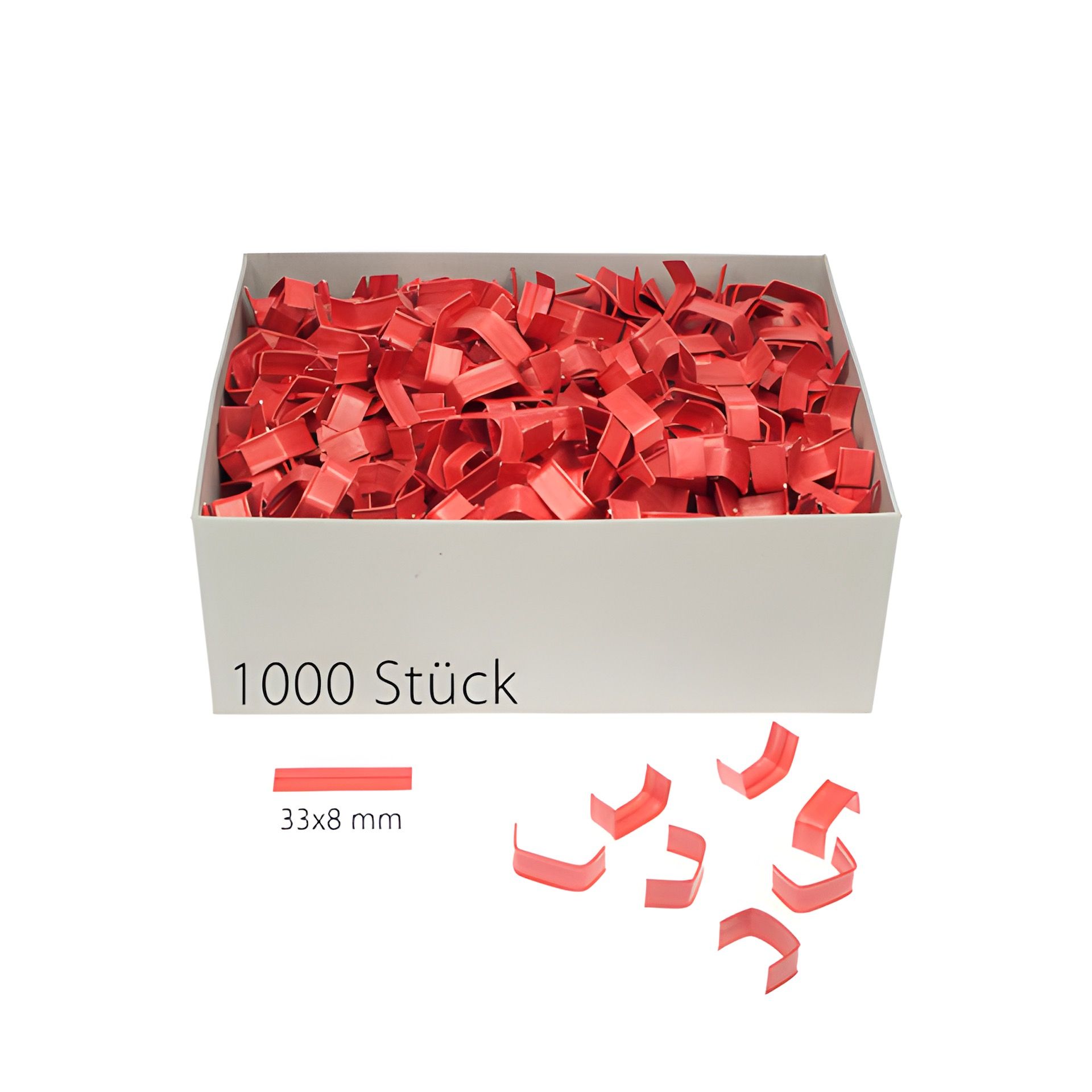 U-Clips 33 x 8 mm rot, 1000 Stück