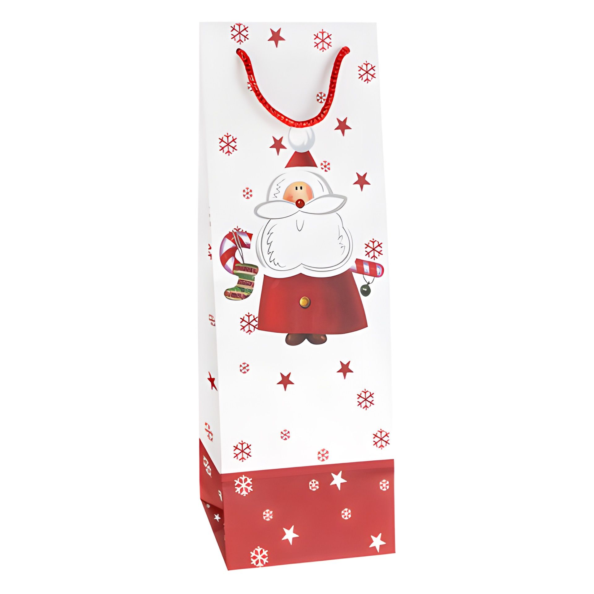 3D Flaschentasche 'Nikolaus' 12,5 x 11,5 x 34 cm