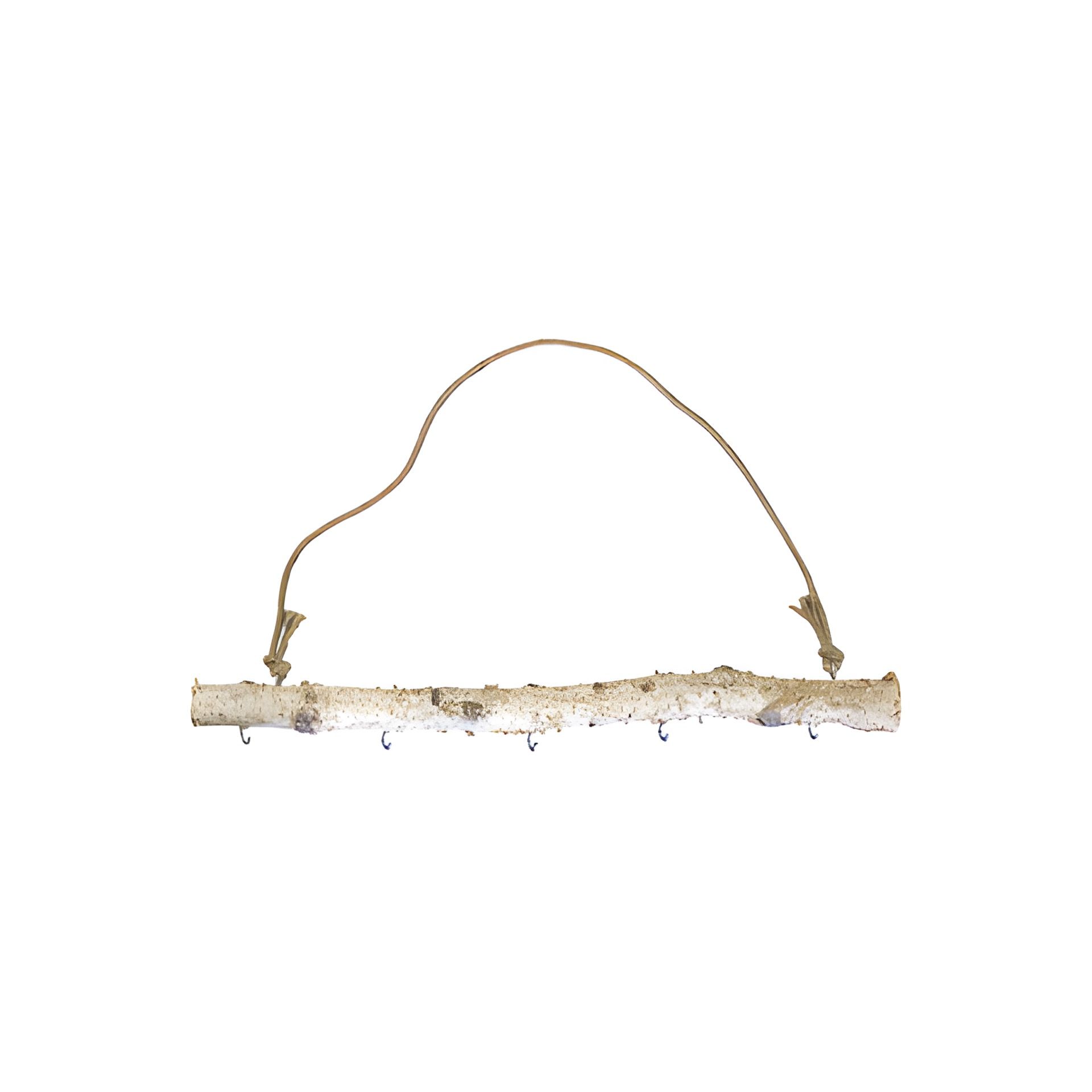Birkenast 50 cm mit Kordelhenkel und 5 Haken