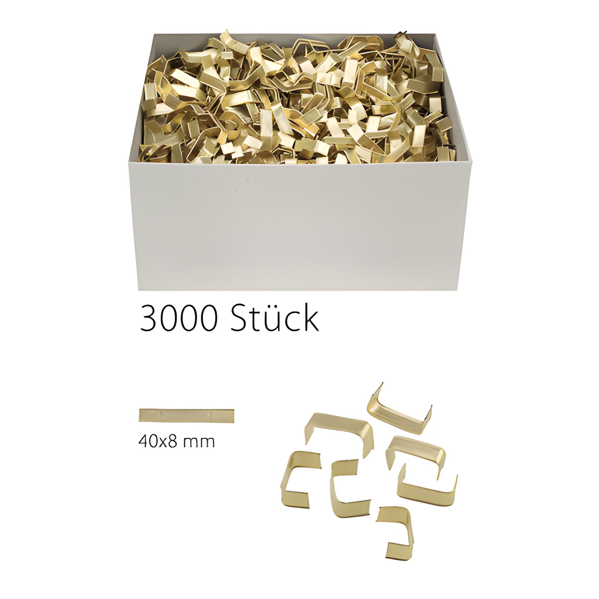 U-Clips 40 x 8 mm gold, 3000 Stück