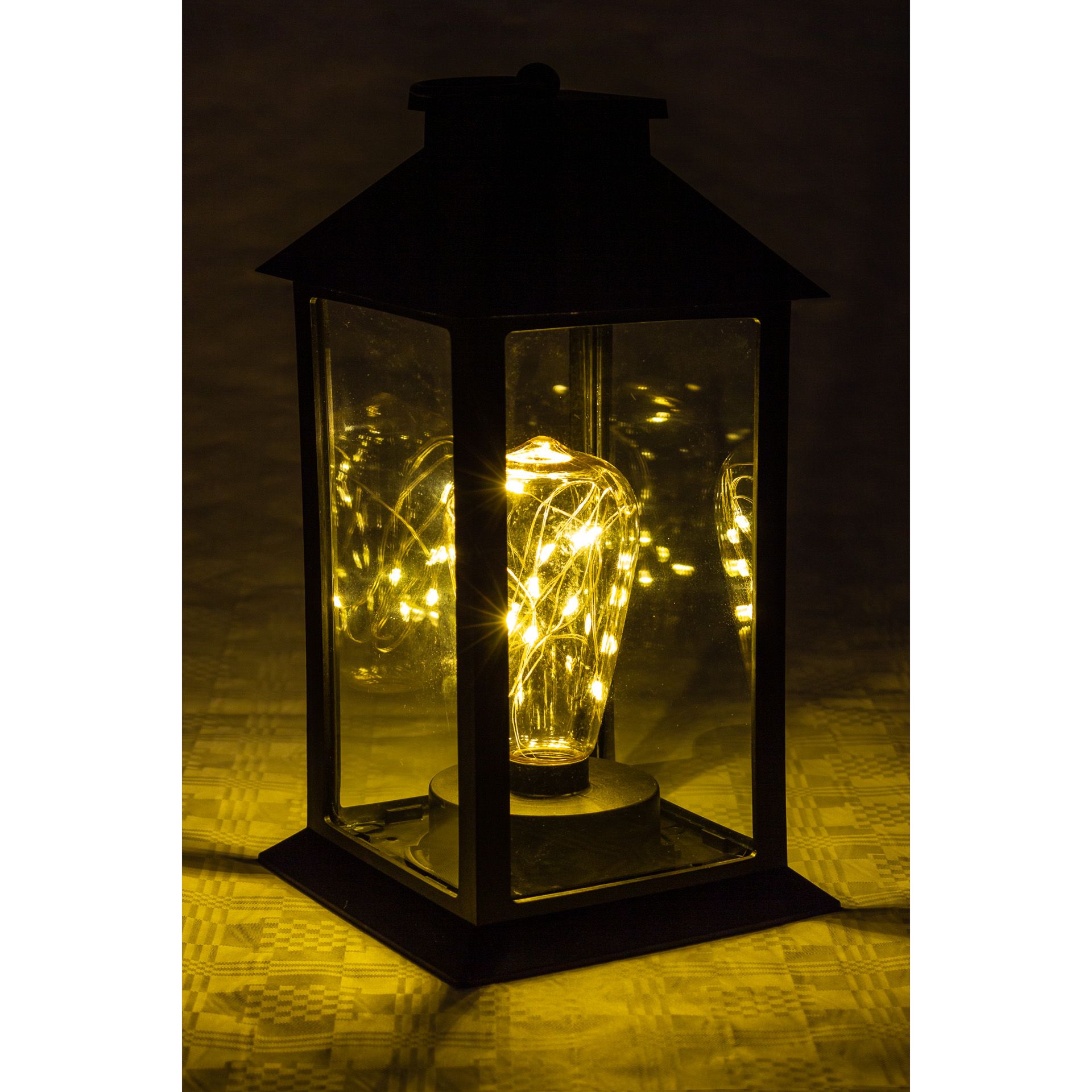 Deko-Laterne 'Glühbirne' 29 cm, 10 LEDs, schwarz