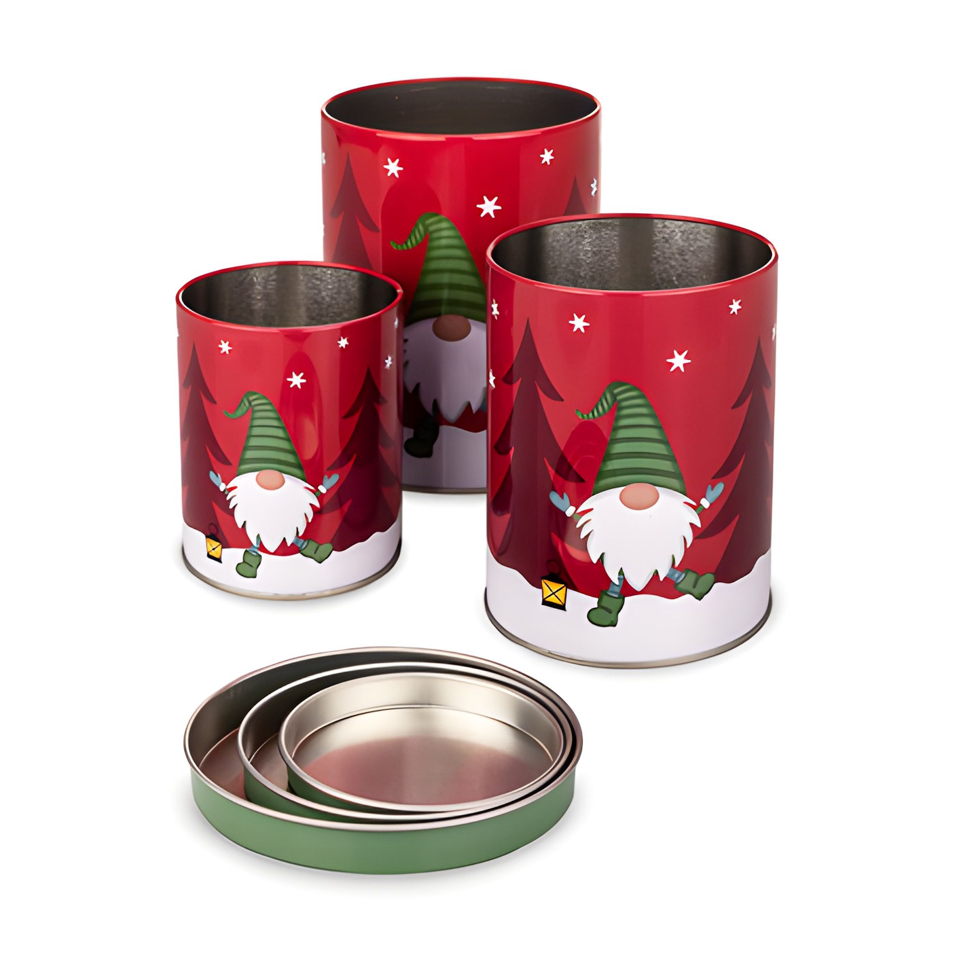 Weihnachtsdose 'Wichtel' rot, 3er Set